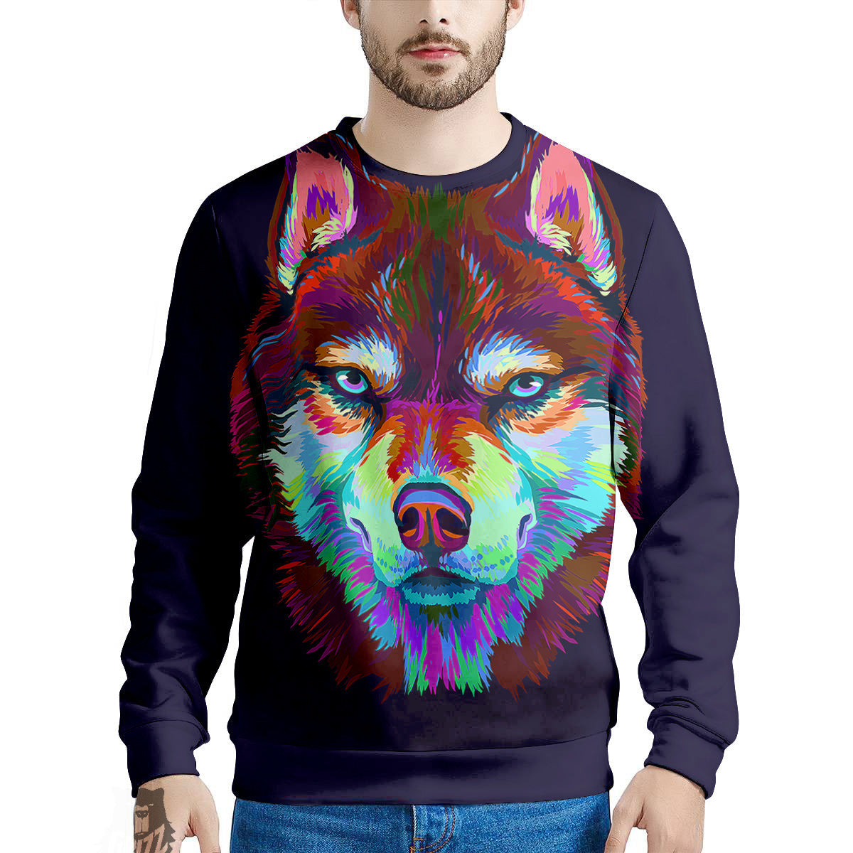 Siberian Husky Colorful Print Men's Sweatshirt-grizzshop