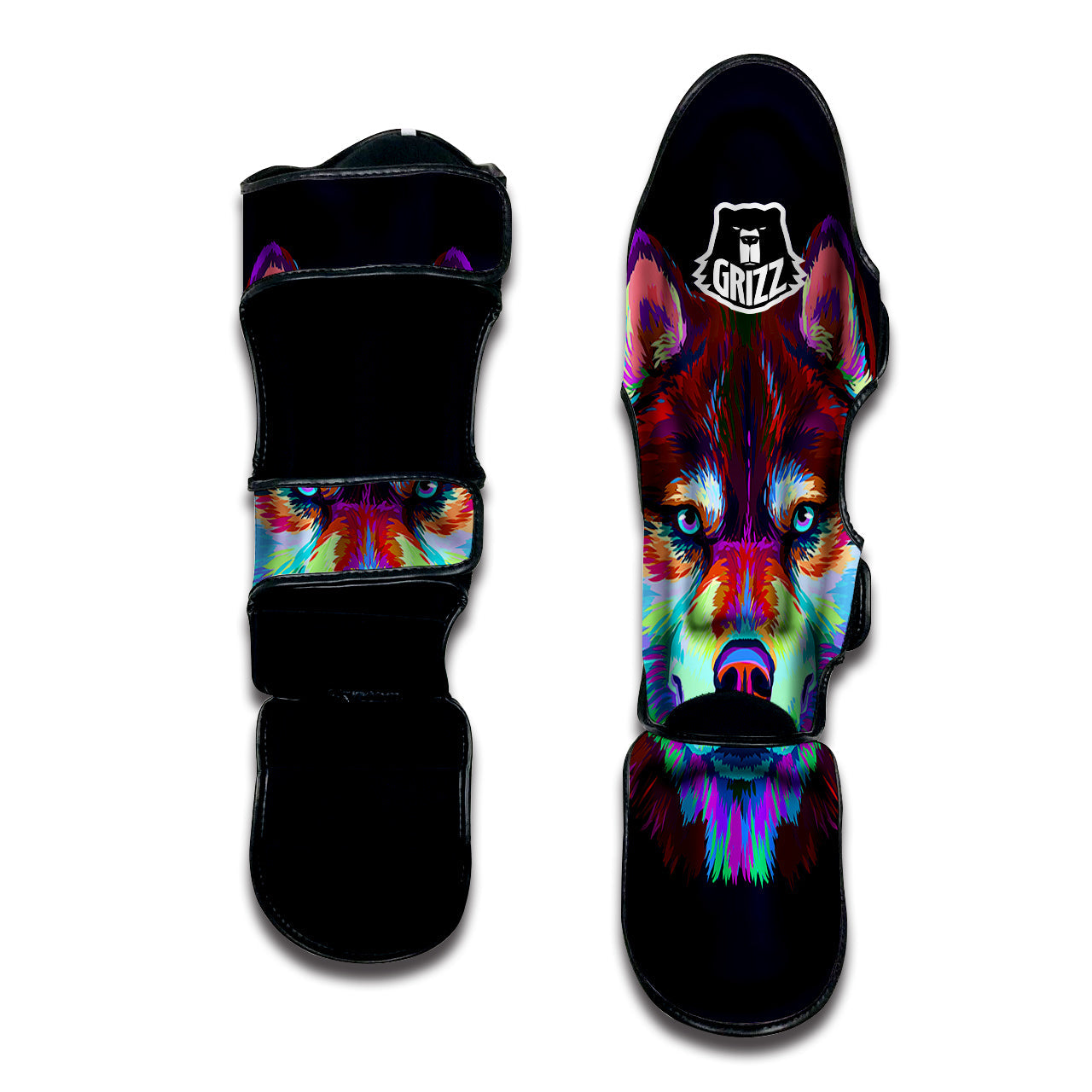 Siberian Husky Colorful Print Muay Thai Shin Guards-grizzshop