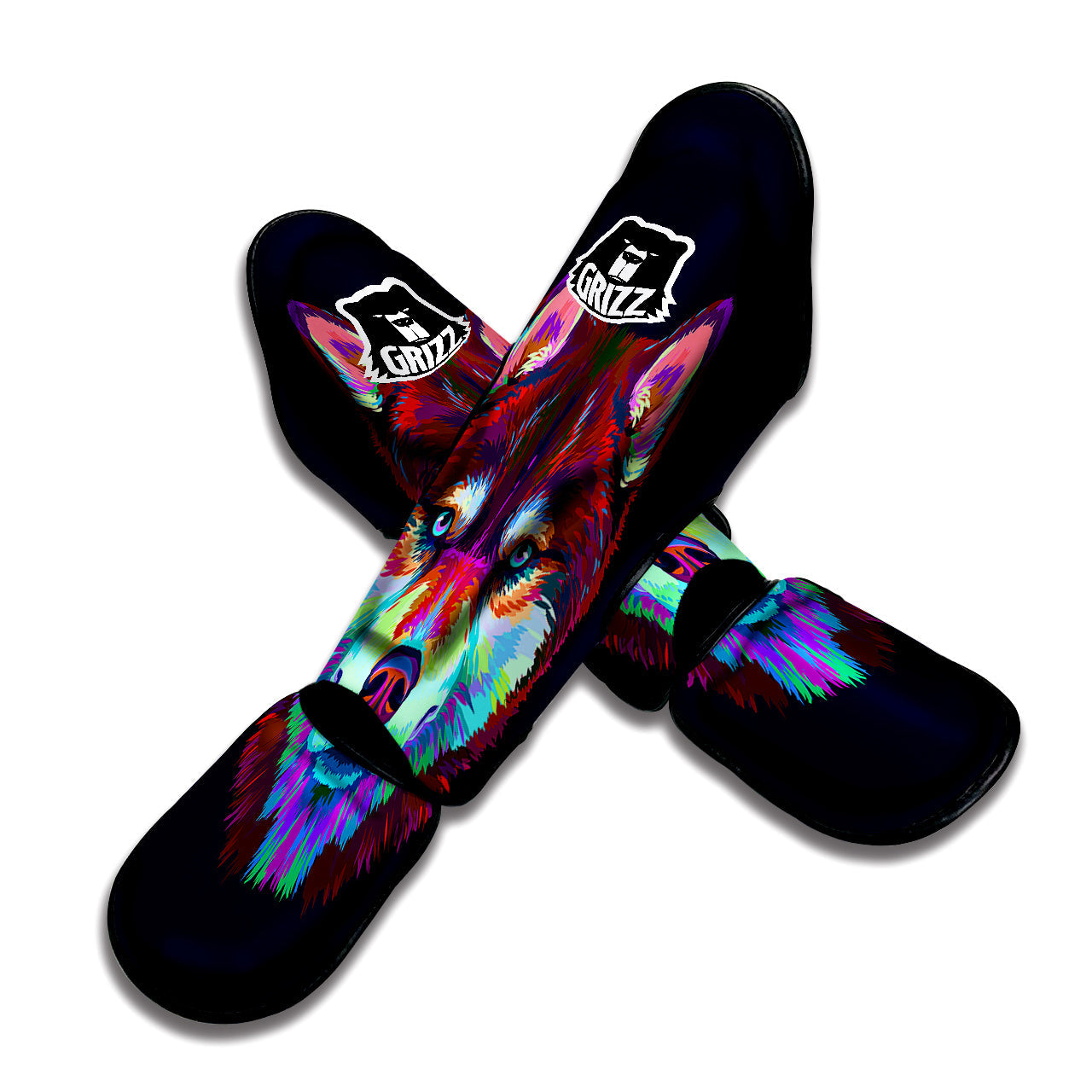 Siberian Husky Colorful Print Muay Thai Shin Guards-grizzshop
