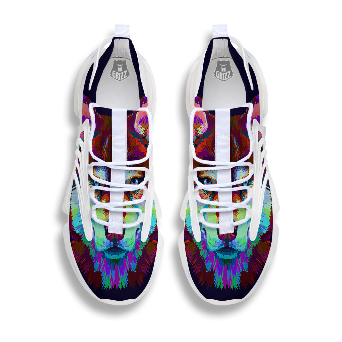 Siberian Husky Colorful Print White Gym Shoes-grizzshop