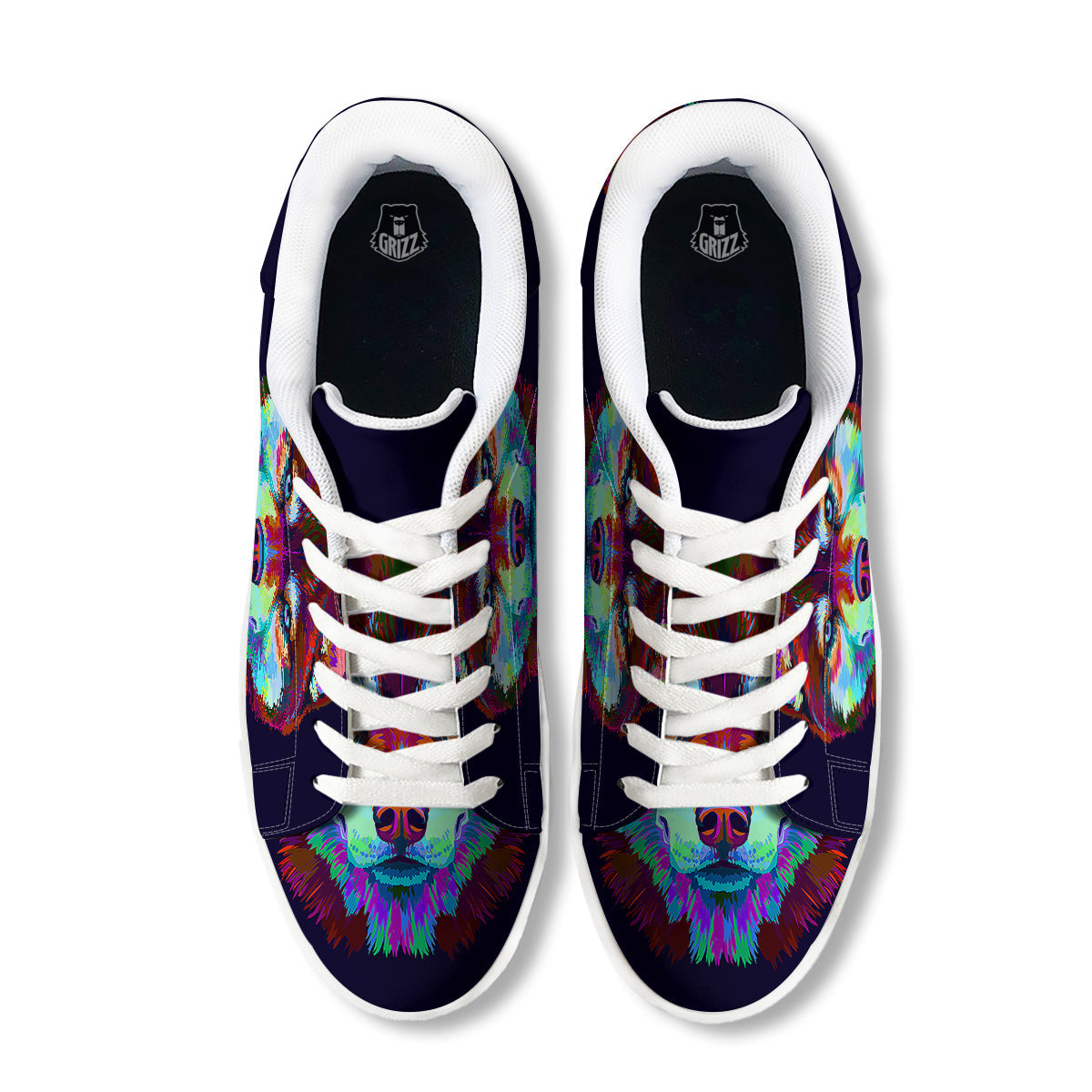 Siberian Husky Colorful Print White Low Top Sneakers-grizzshop