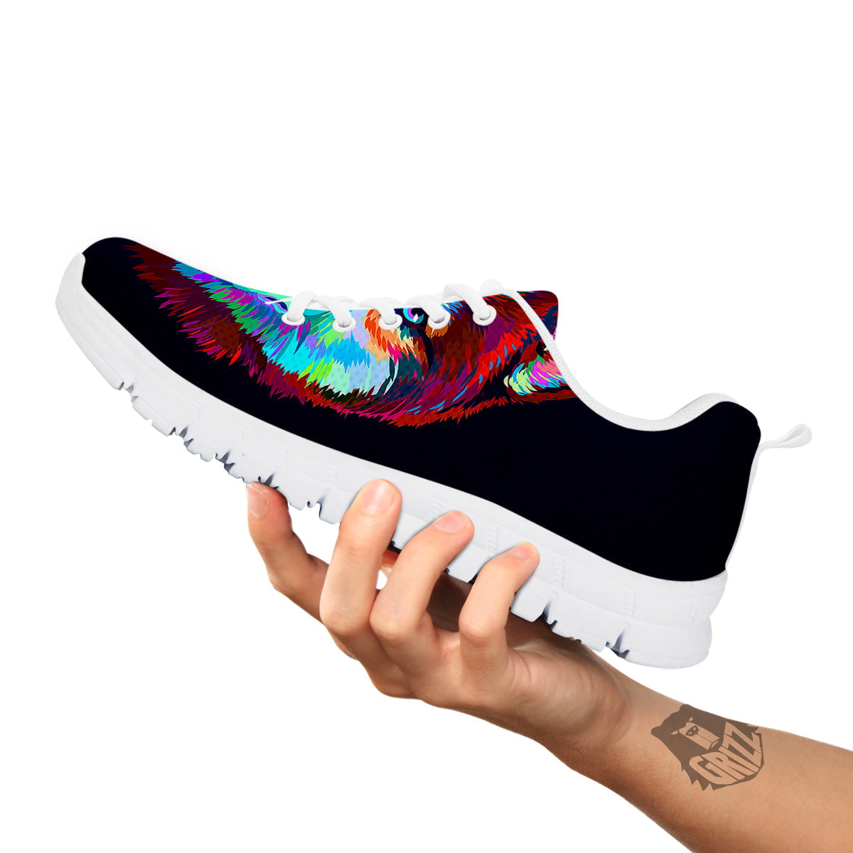 Siberian Husky Colorful Print White Sneaker-grizzshop