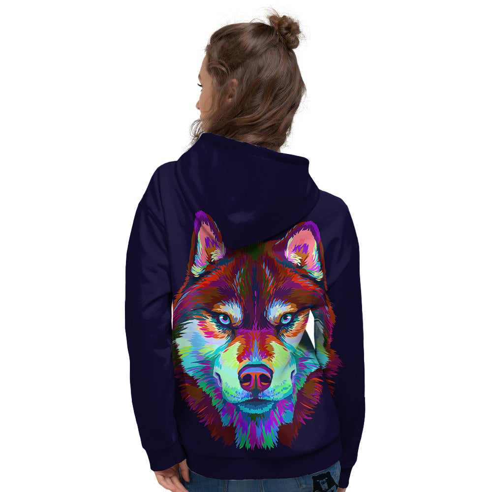 Siberian Husky Colorful Print Women's Hoodie-grizzshop