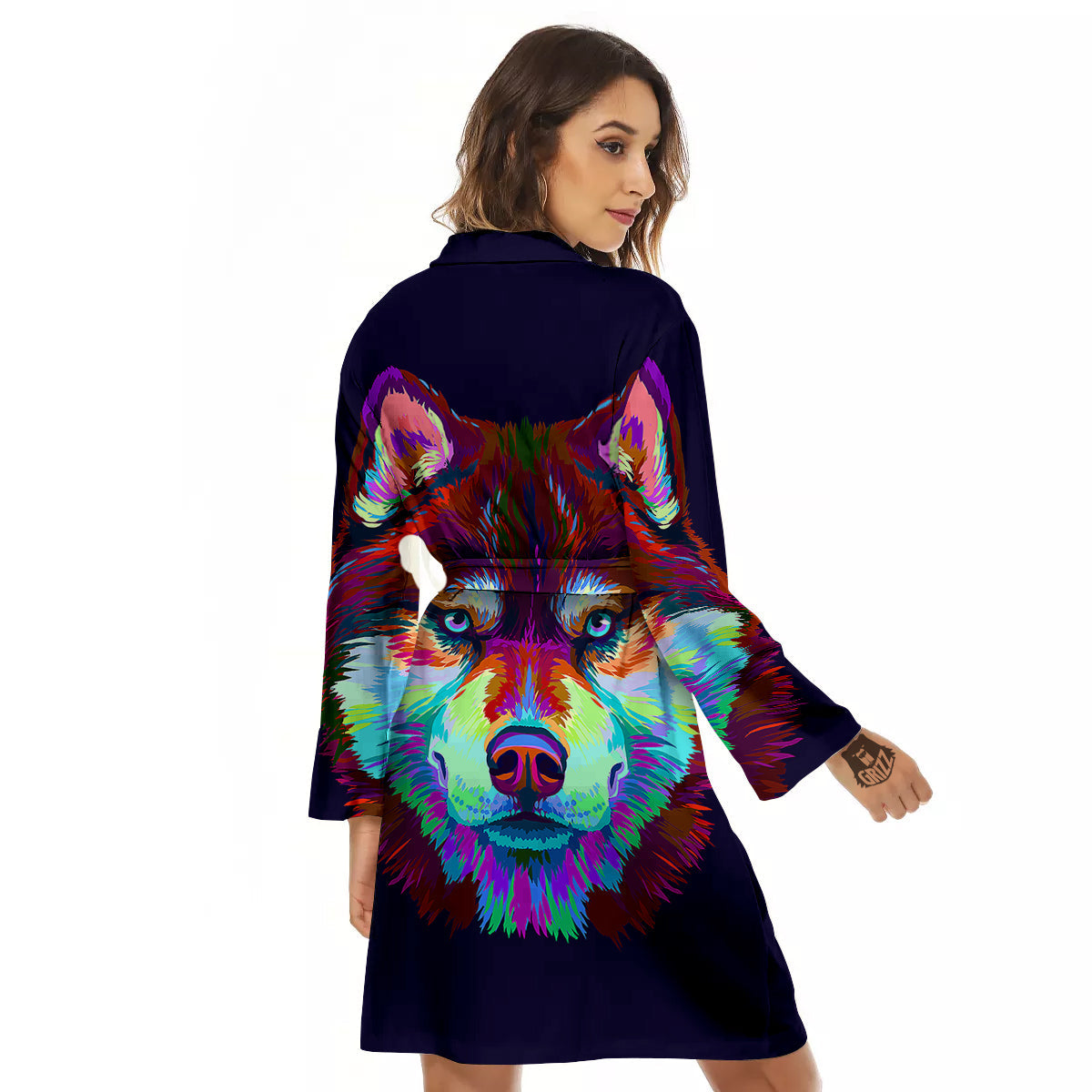 Siberian Husky Colorful Print Women's Robe-grizzshop
