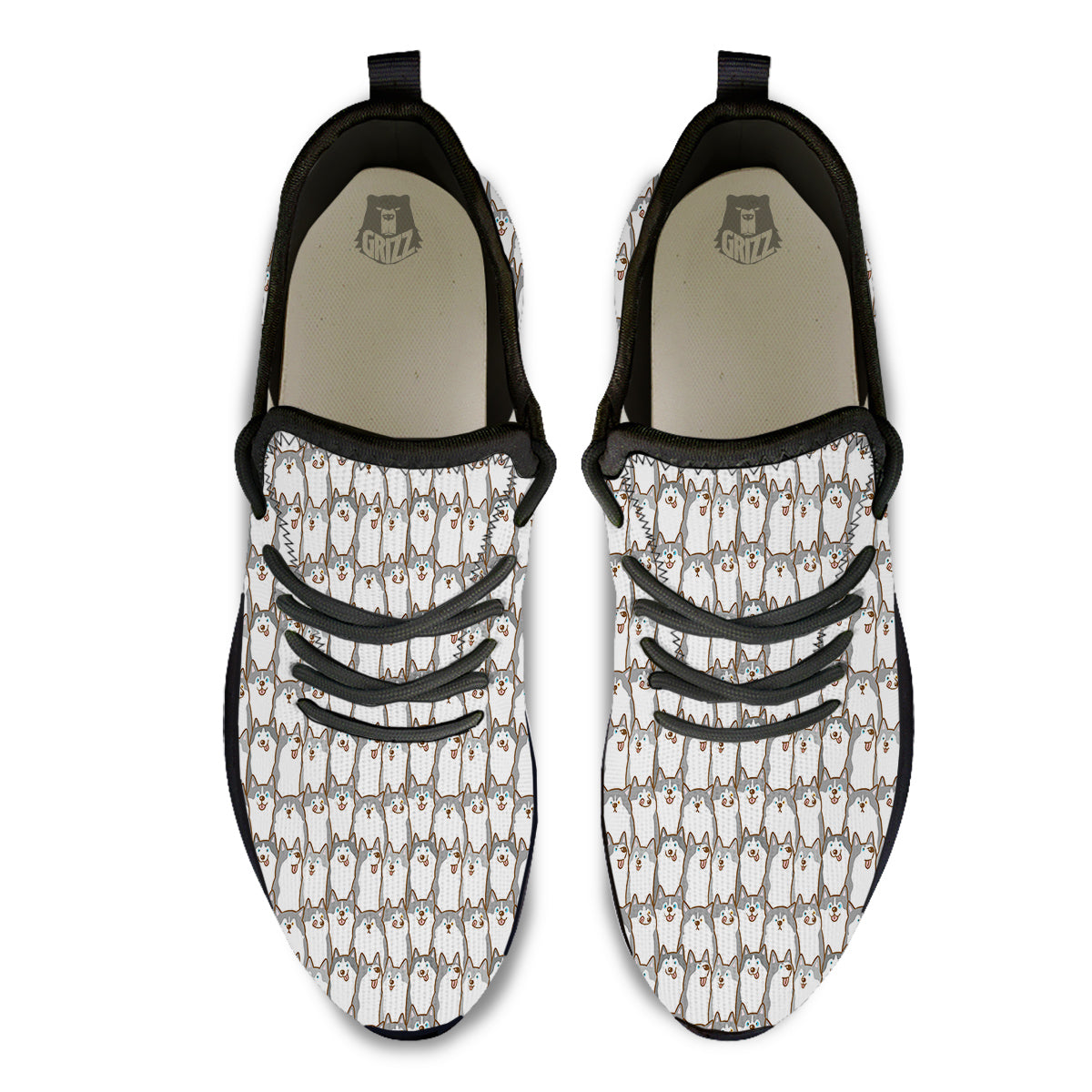 Siberian Husky Cute Print Pattern Black Athletic Shoes-grizzshop