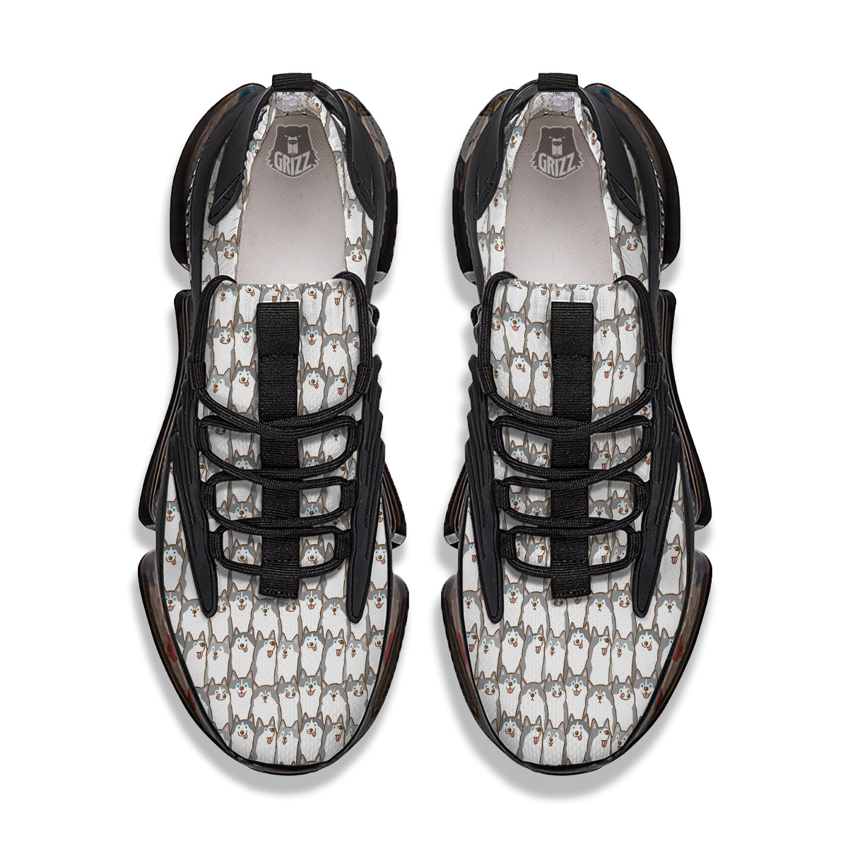 Siberian Husky Cute Print Pattern Black Gym Shoes-grizzshop