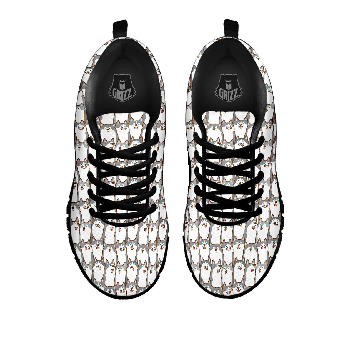 Siberian Husky Cute Print Pattern Black Sneaker-grizzshop