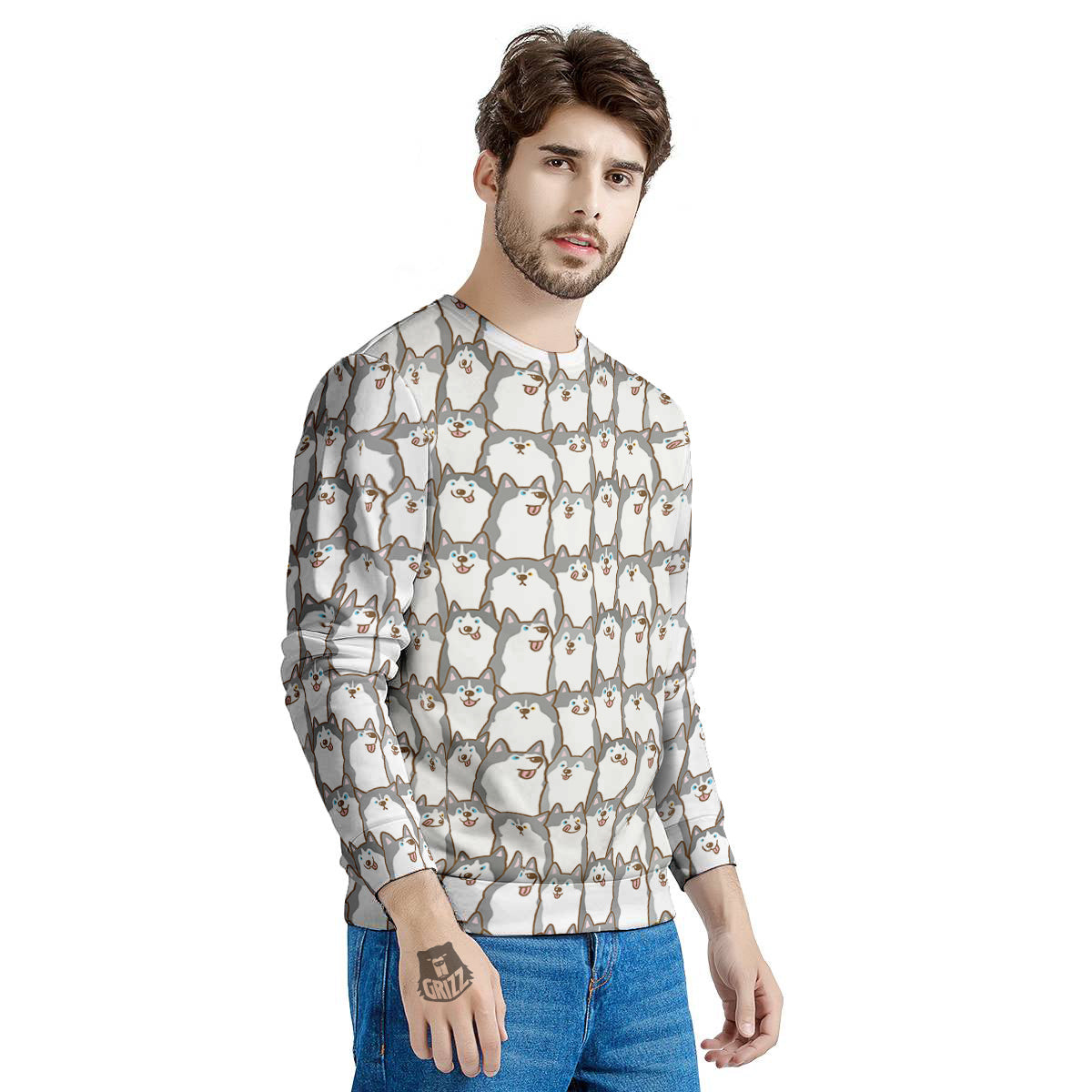 Siberian Husky Cute Print Pattern Men's Sweatshirt-grizzshop