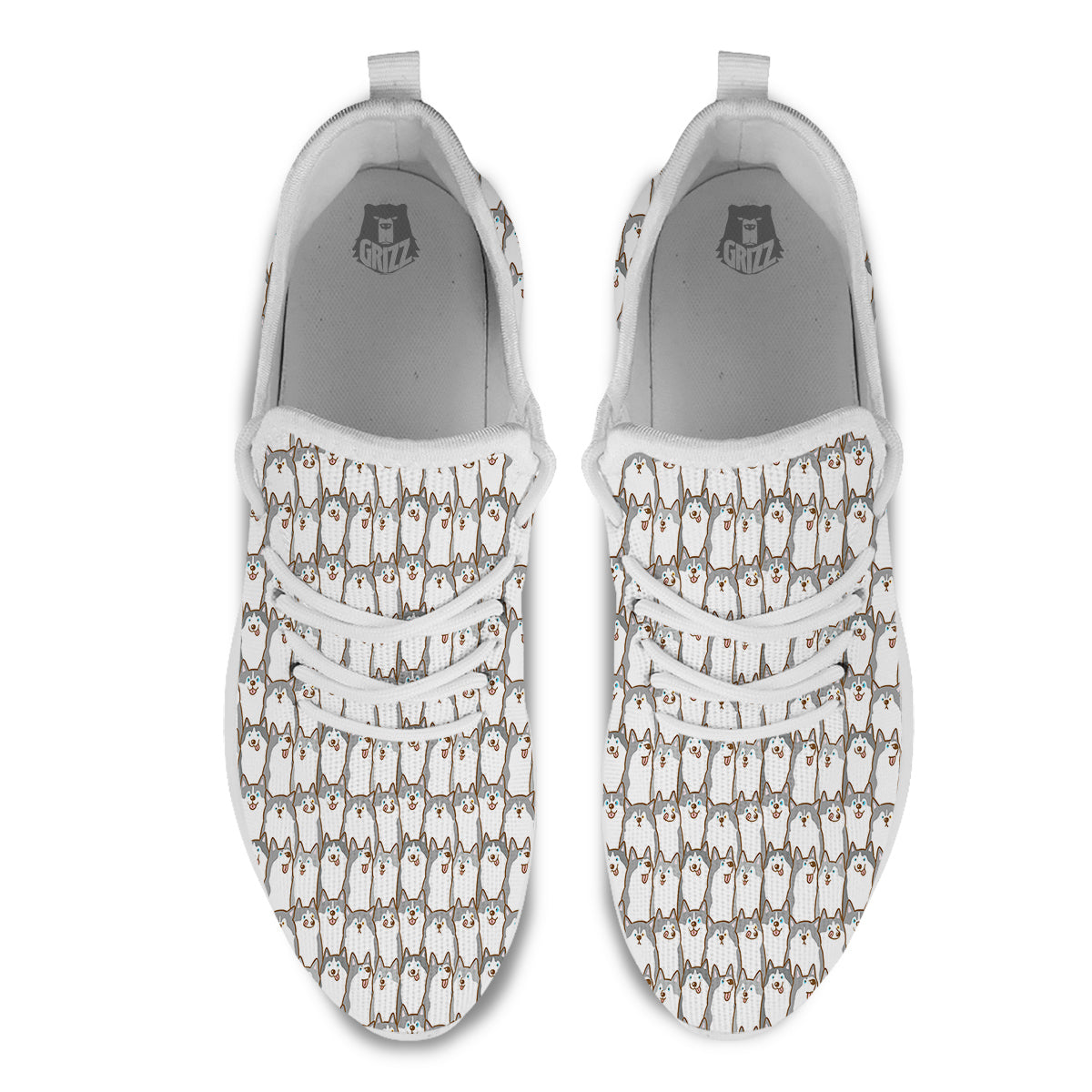 Siberian Husky Cute Print Pattern White Athletic Shoes-grizzshop