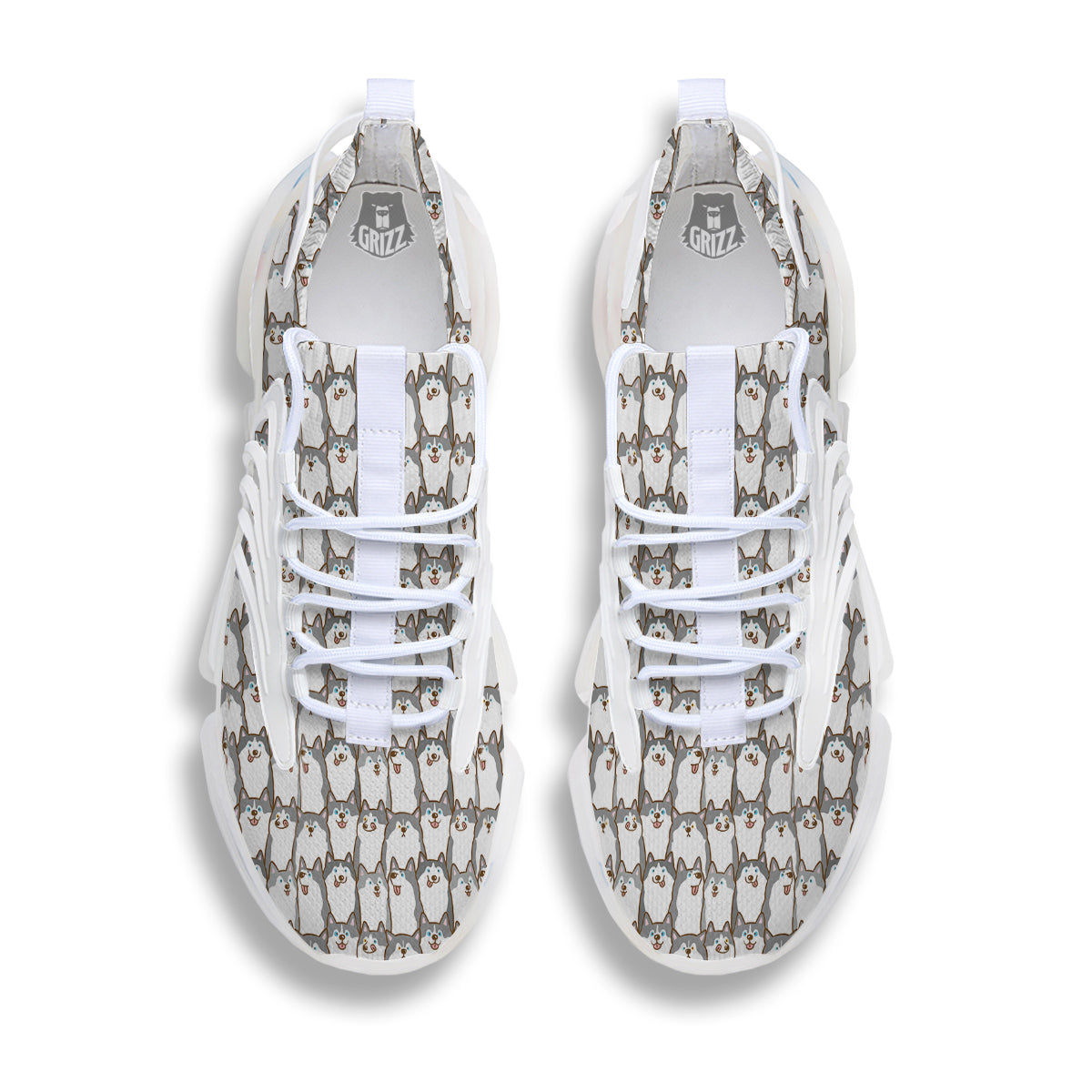 Siberian Husky Cute Print Pattern White Gym Shoes-grizzshop