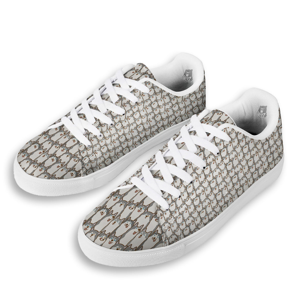 Siberian Husky Cute Print Pattern White Low Top Sneakers-grizzshop