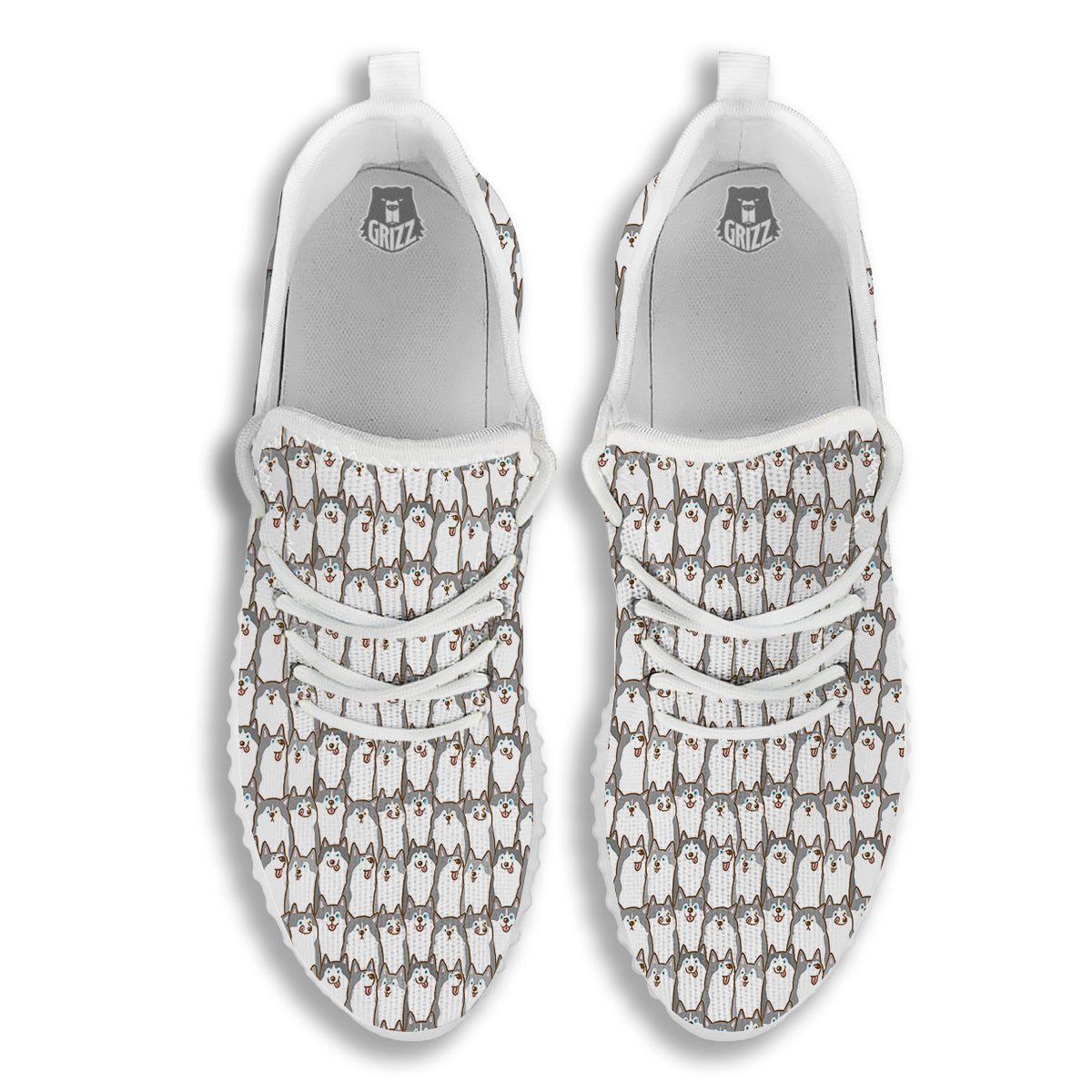 Siberian Husky Cute Print Pattern White Walking Shoes-grizzshop
