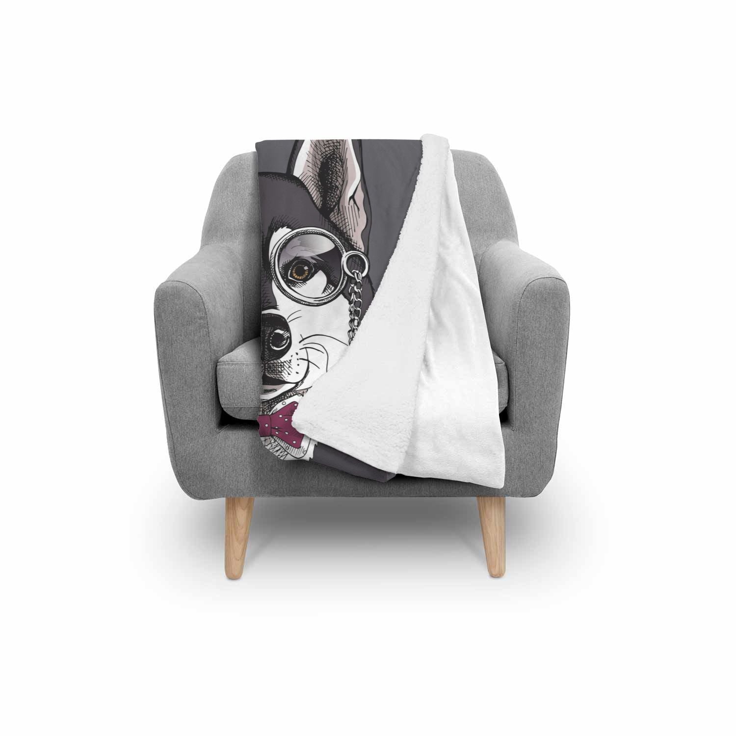 Siberian Husky Funny Glass Print Throw Blanket-grizzshop