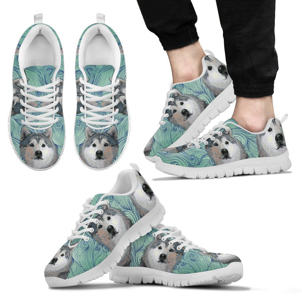 Siberian Husky Pattern Print Sneakers And ShoesWhite Sneakers for Women and Men-grizzshop