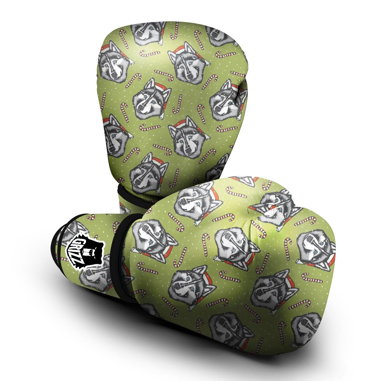 Siberian Husky Santa Print Pattern Boxing Gloves-grizzshop