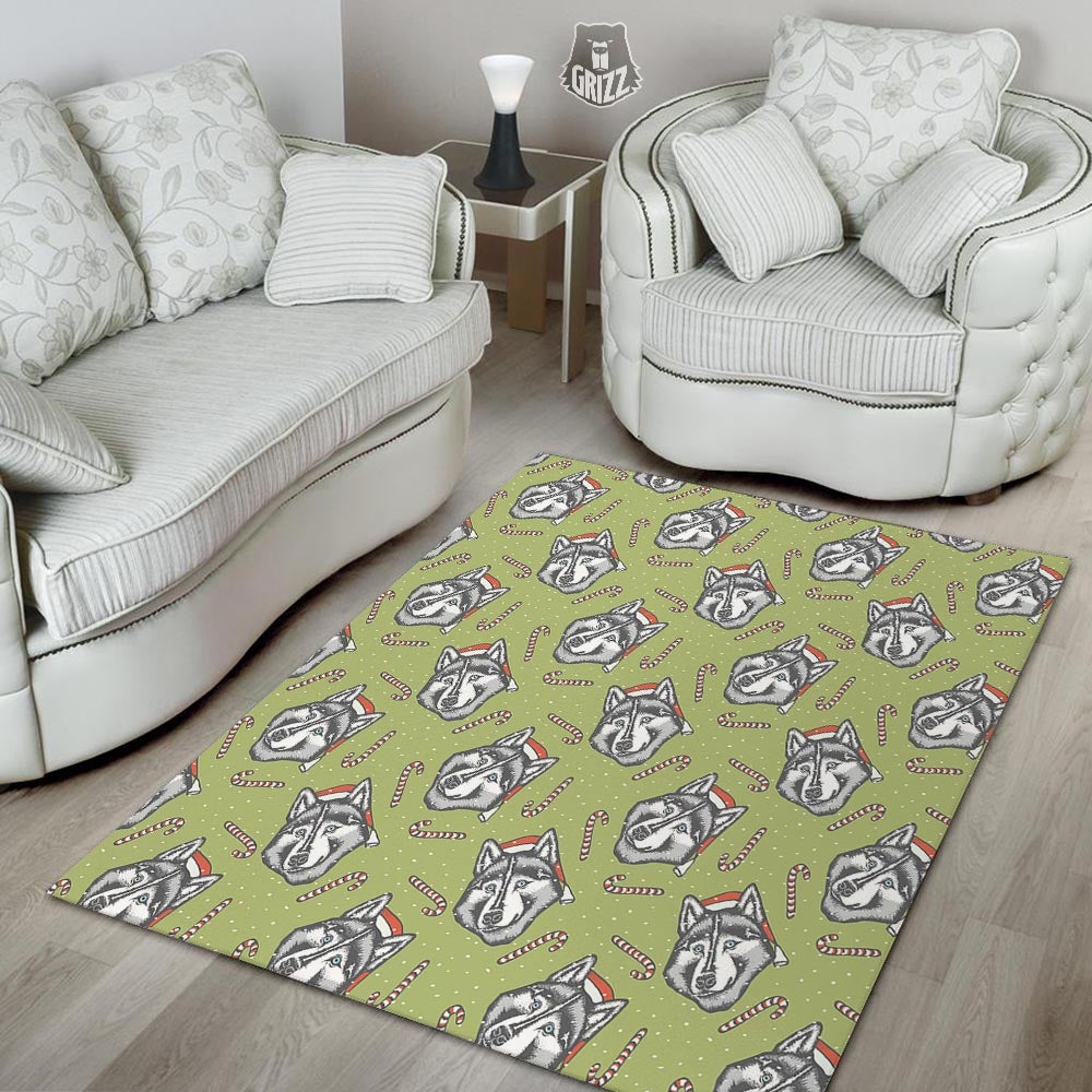 Siberian Husky Santa Print Pattern Floor Mat-grizzshop
