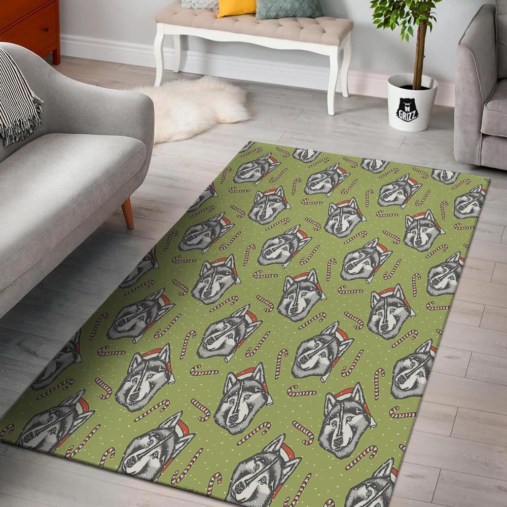 Siberian Husky Santa Print Pattern Floor Mat-grizzshop