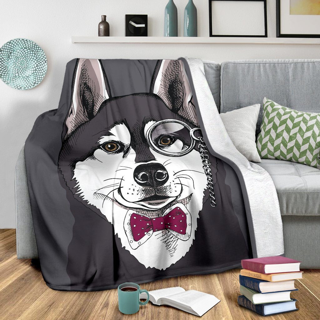 Siberian Husky Funny Glass Print Blanket-grizzshop