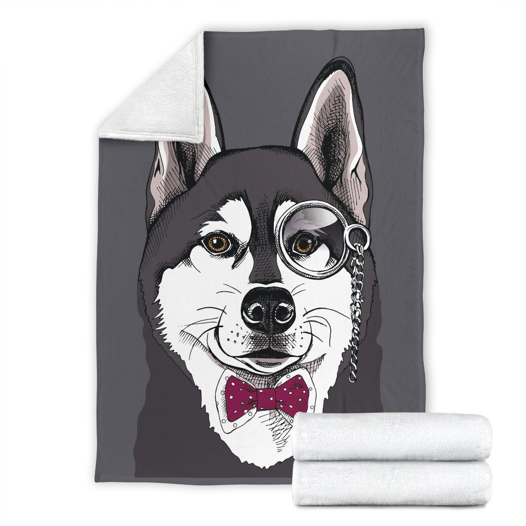 Siberian Husky Funny Glass Print Blanket-grizzshop