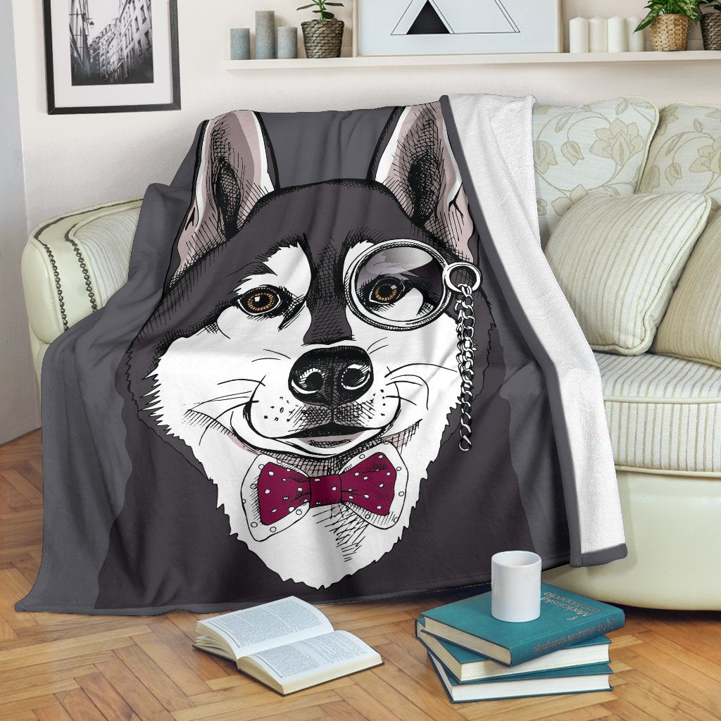 Siberian Husky Funny Glass Print Blanket-grizzshop