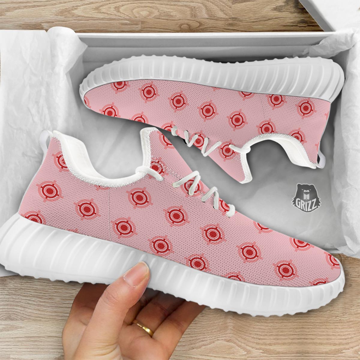 Sight Red Gun Print Pattern White Walking Shoes-grizzshop