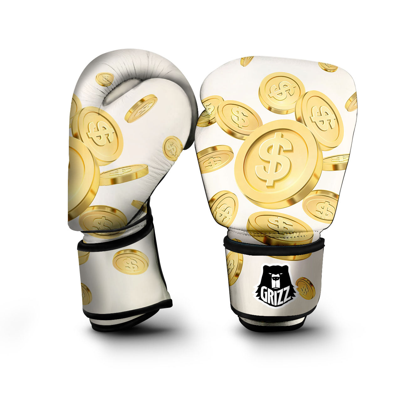 Sign Explosion Golden Dollar Print Boxing Gloves-grizzshop