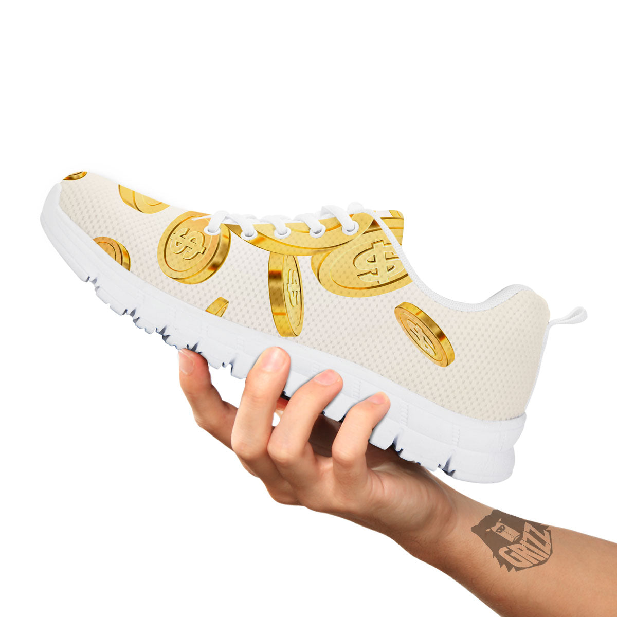 Sign Explosion Golden Dollar Print White Sneaker-grizzshop