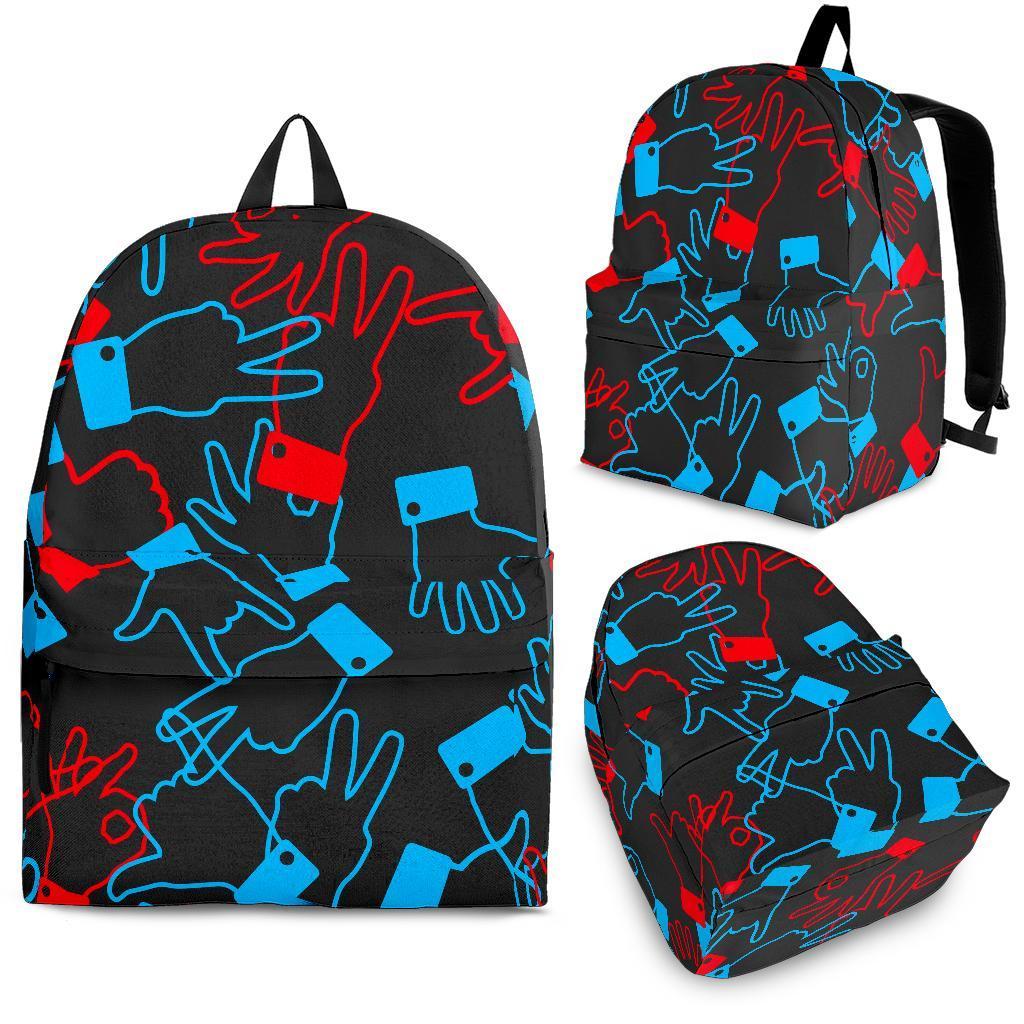 Sign Language Pattern Print Backpack-grizzshop