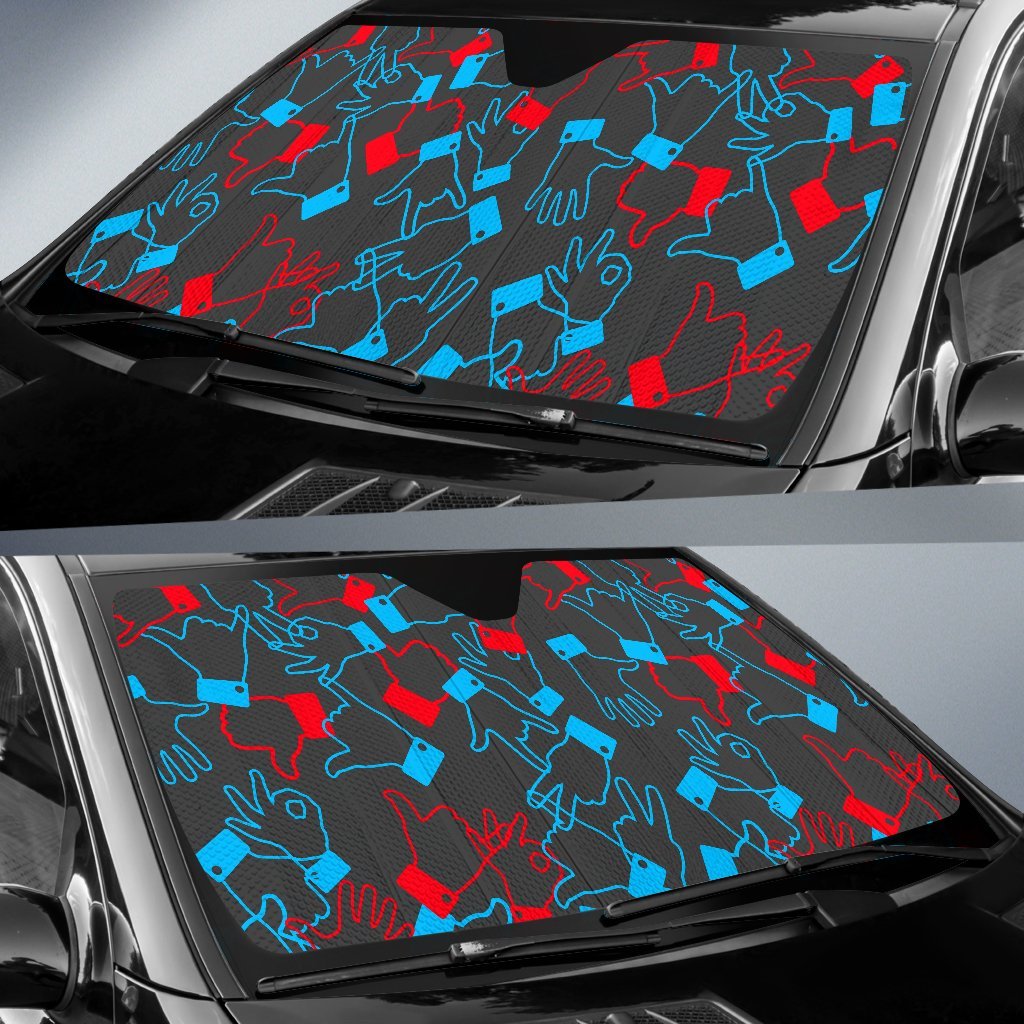 Sign Language Pattern Print Car Sun Shade-grizzshop