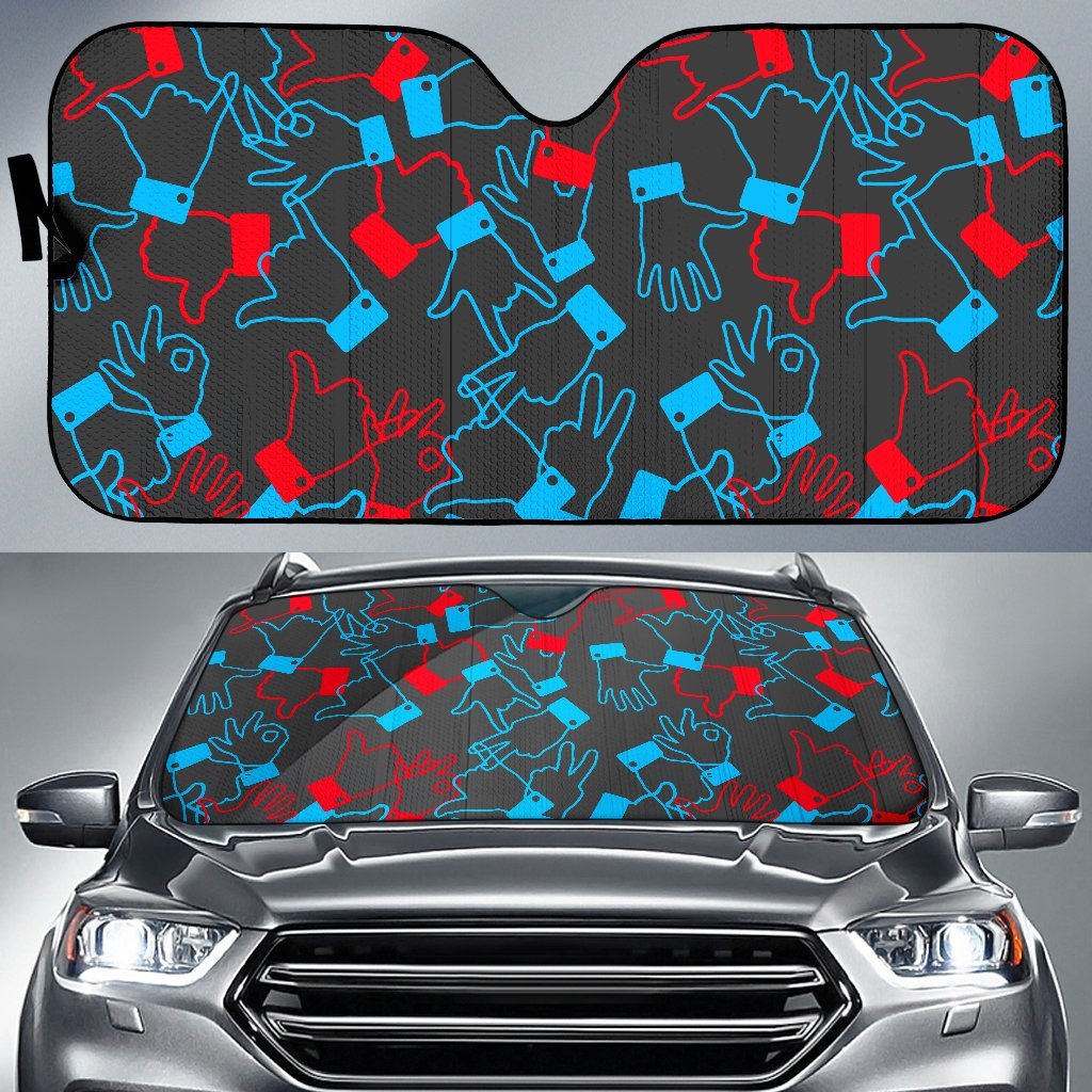 Sign Language Pattern Print Car Sun Shade-grizzshop