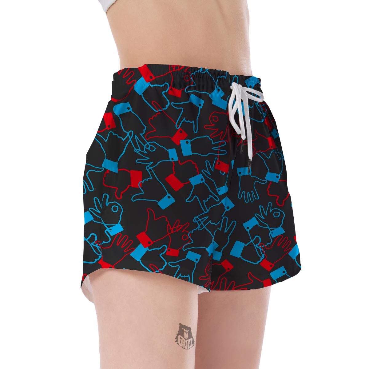 Sign Language Pattern Print Women's Shorts-grizzshop