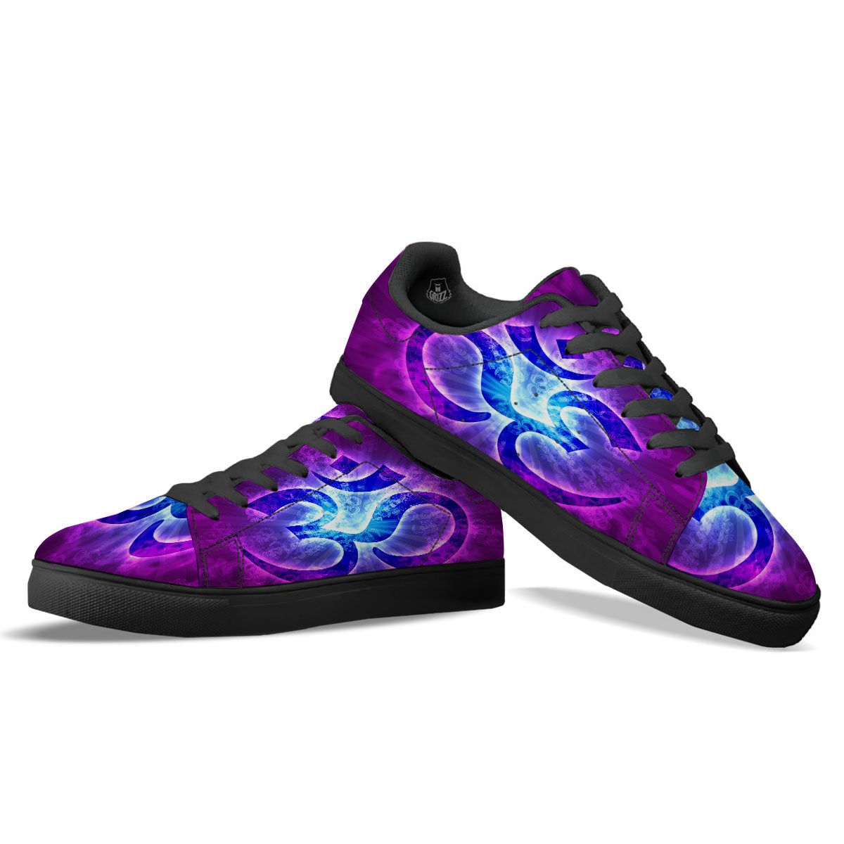 Sign Om Indian Print Black Low Top Sneakers-grizzshop