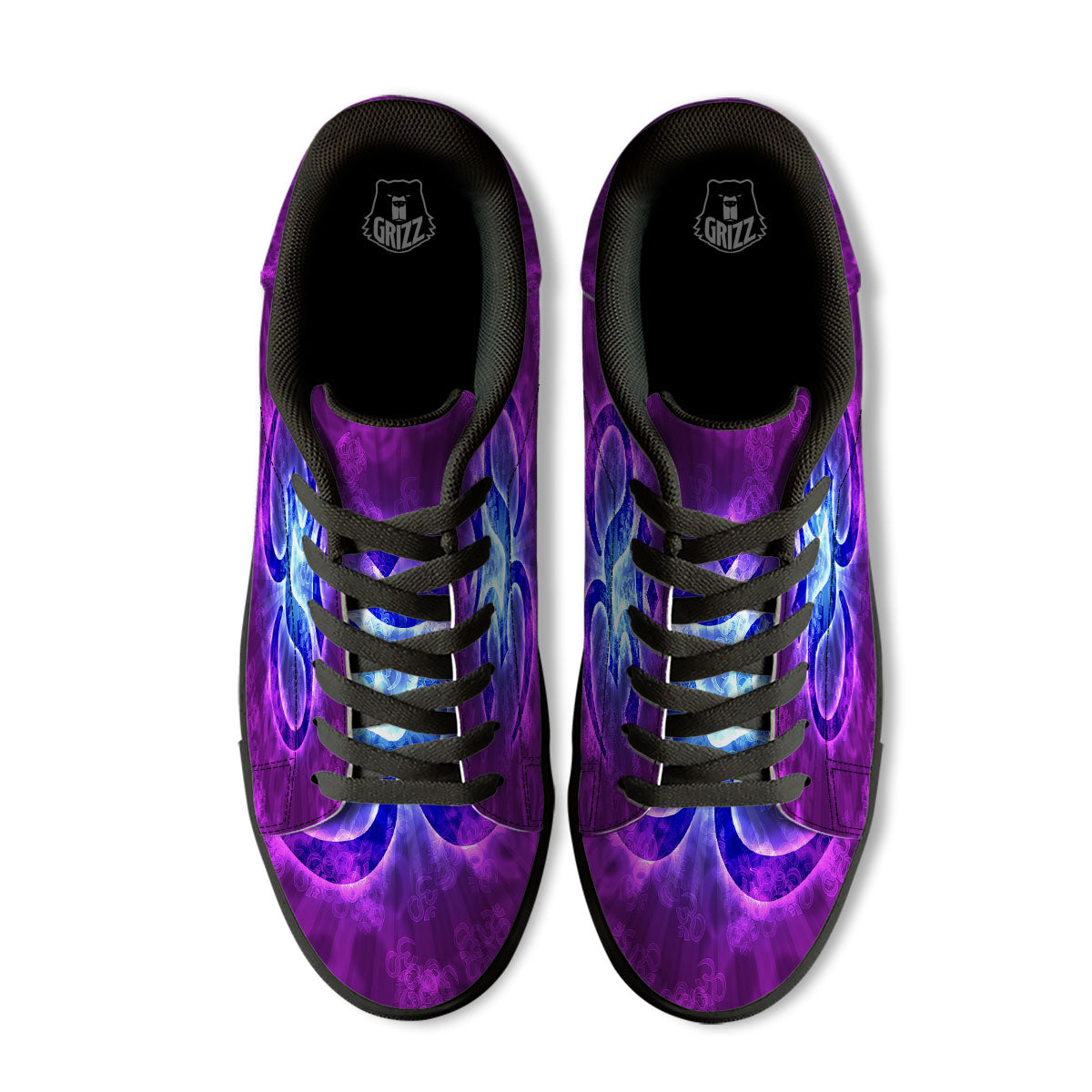 Sign Om Indian Print Black Low Top Sneakers-grizzshop