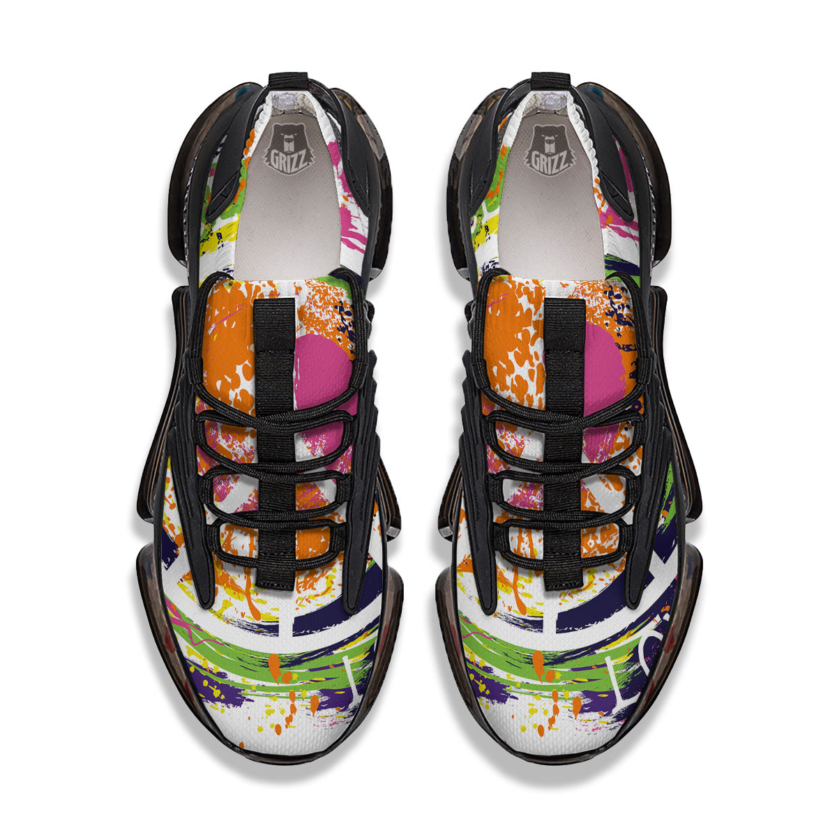 Sign Peace Rasta Print Black Gym Shoes-grizzshop