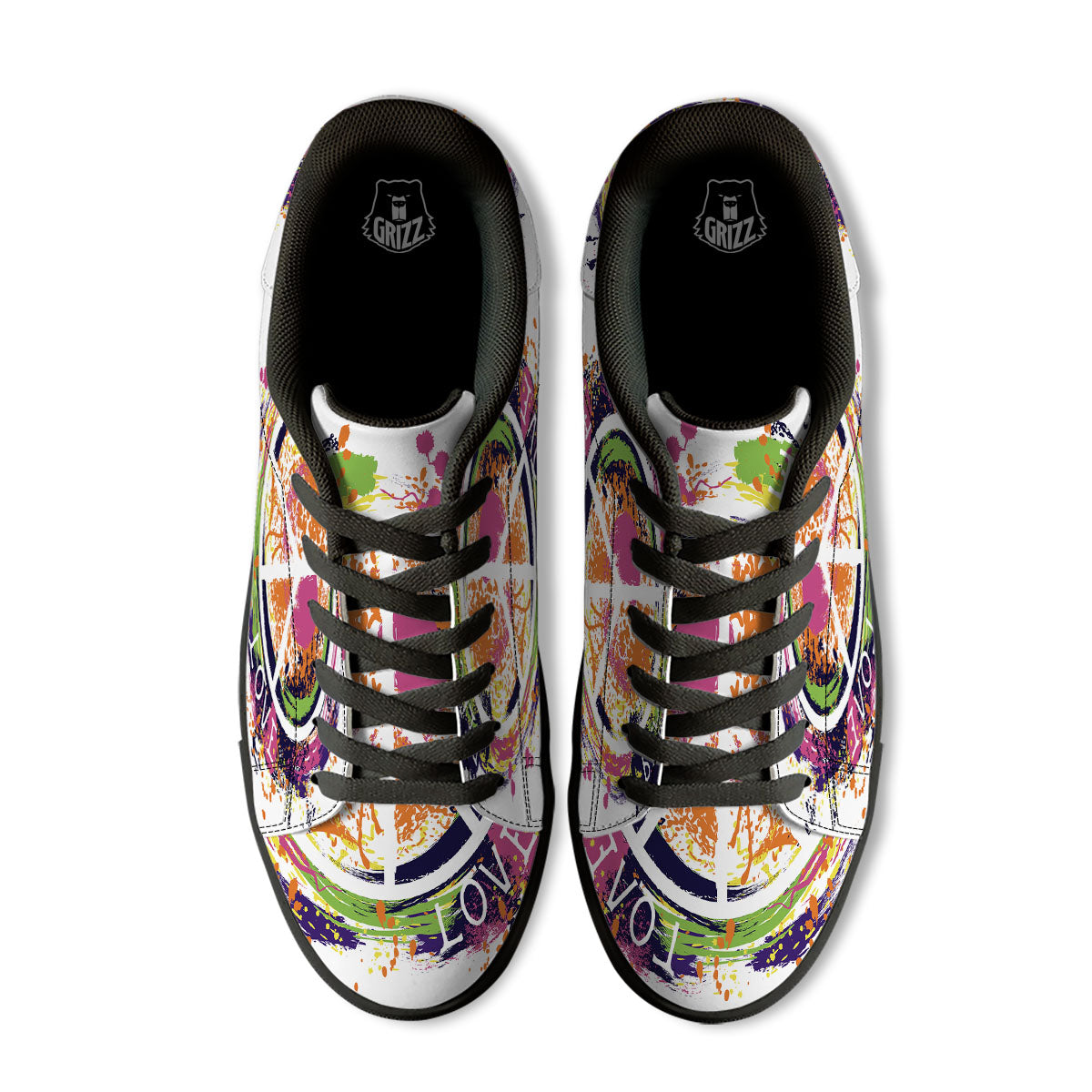 Sign Peace Rasta Print Black Low Top Sneakers-grizzshop