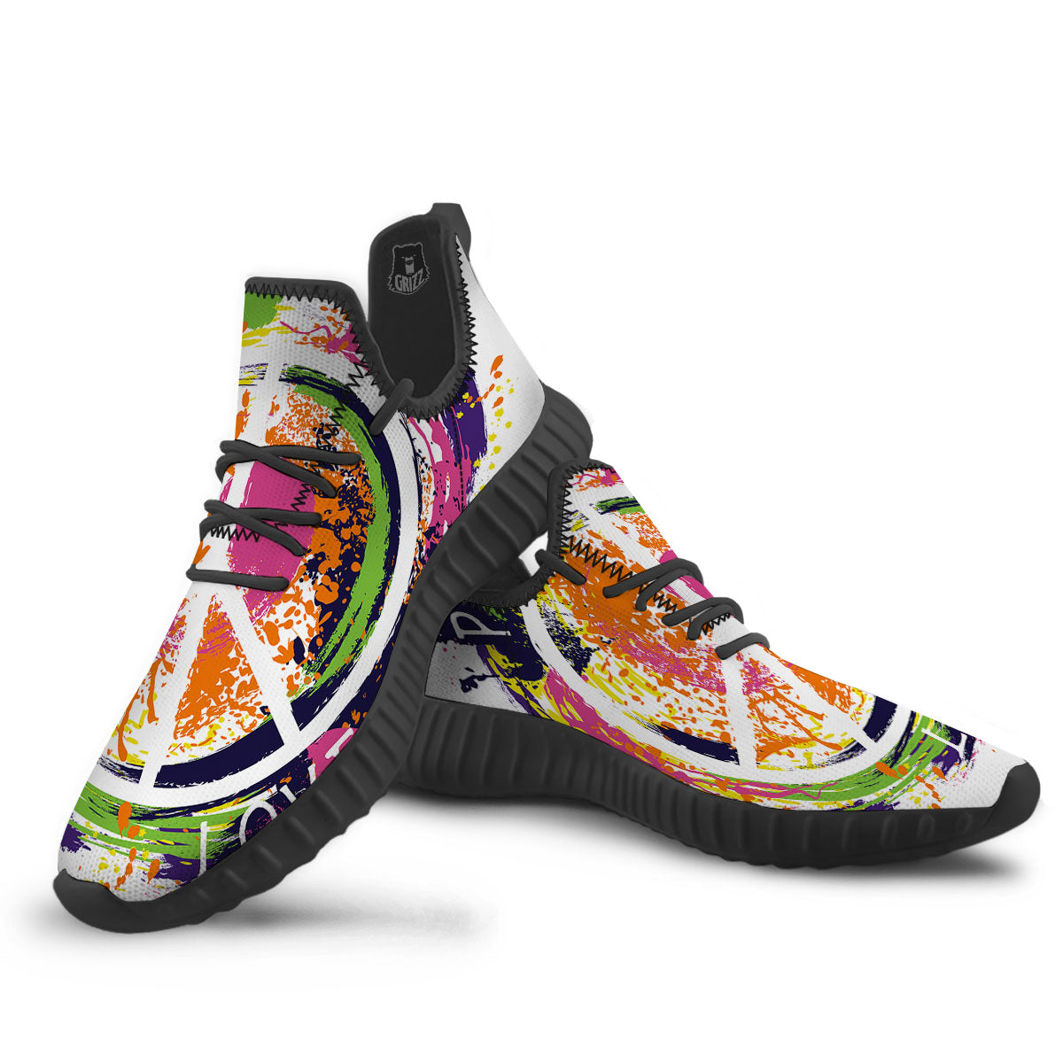 Sign Peace Rasta Print Black Walking Shoes-grizzshop