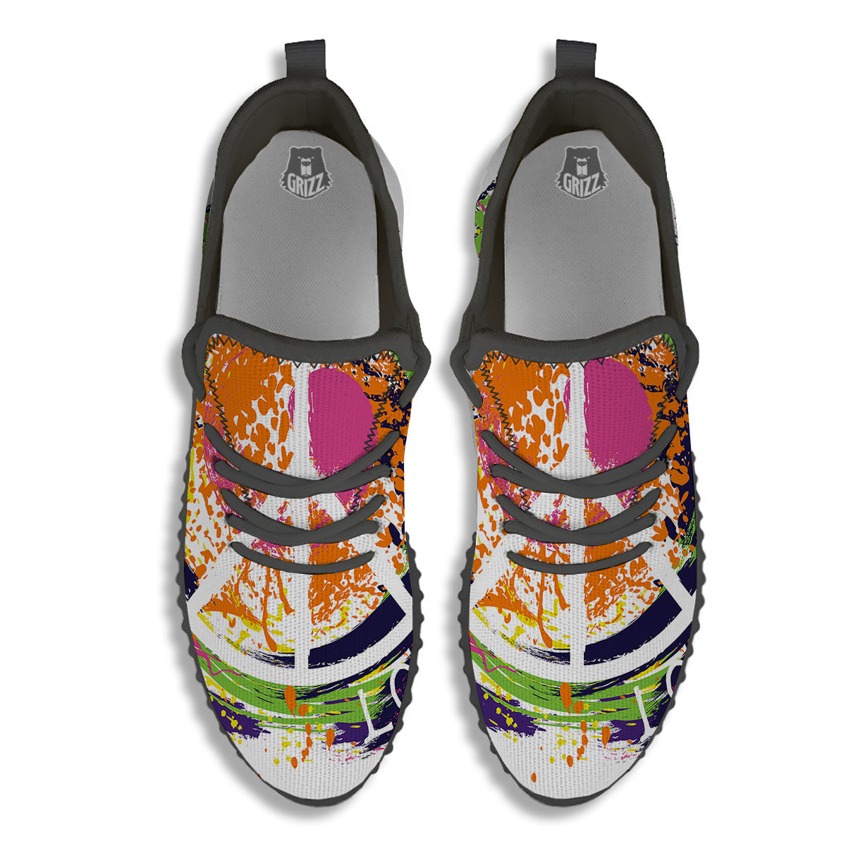 Sign Peace Rasta Print Black Walking Shoes-grizzshop