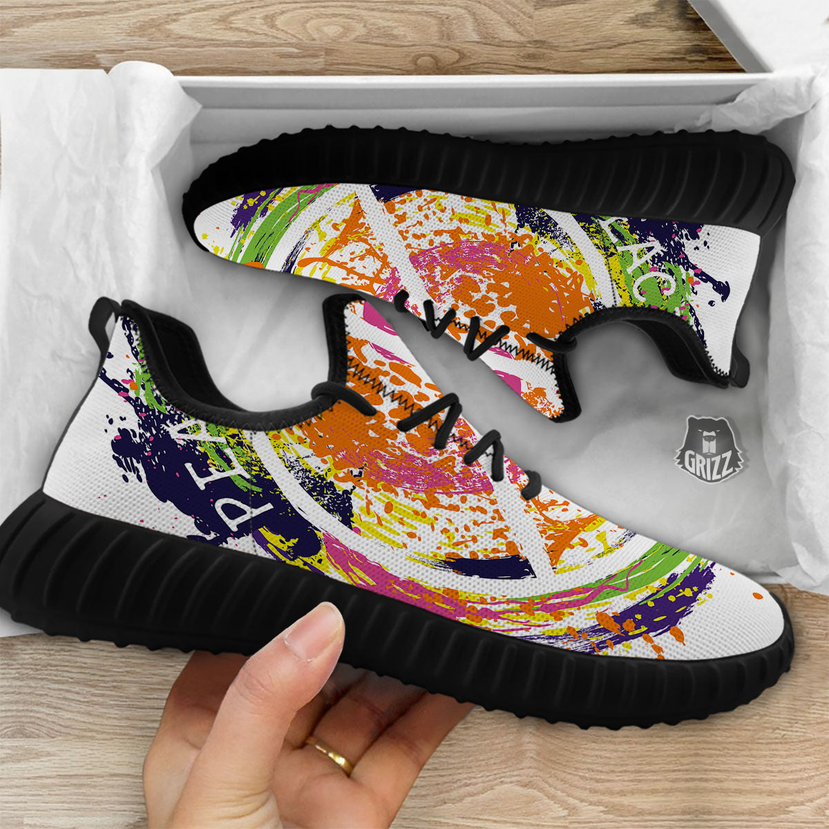 Sign Peace Rasta Print Black Walking Shoes-grizzshop