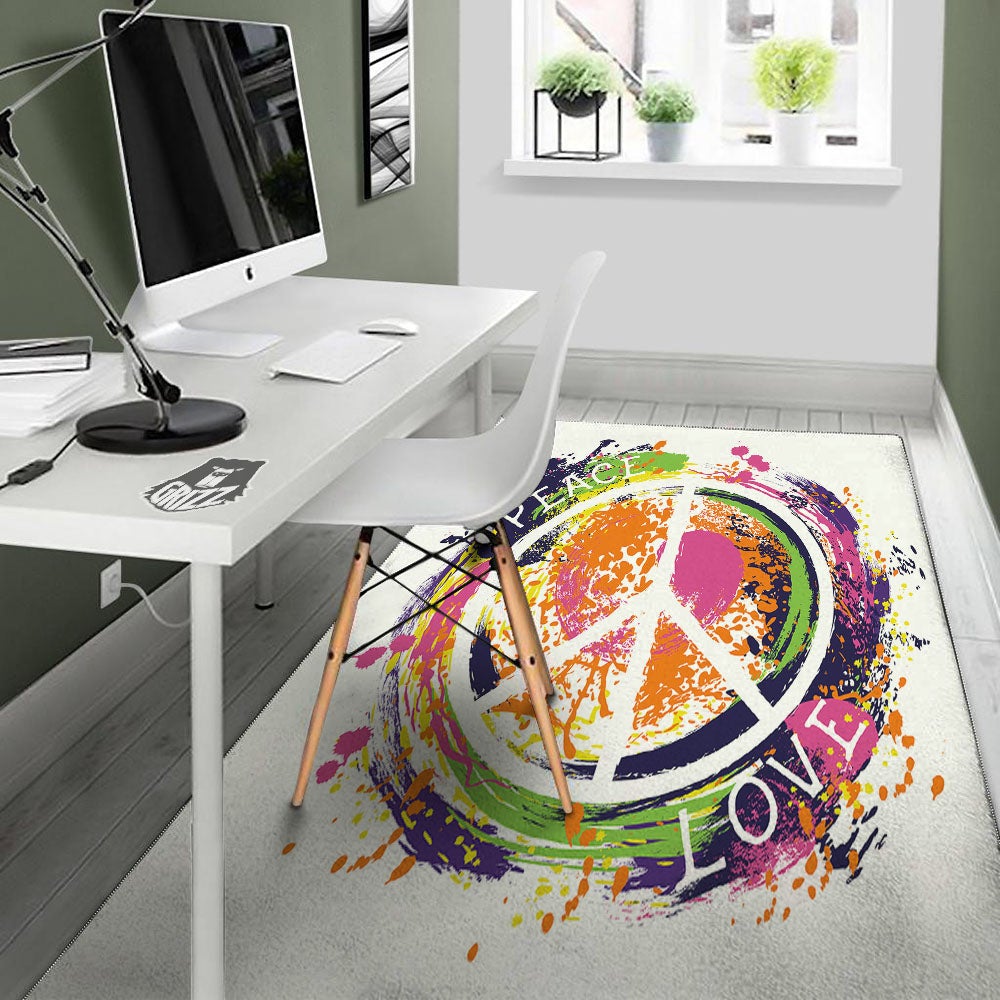 Sign Peace Rasta Print Floor Mat-grizzshop