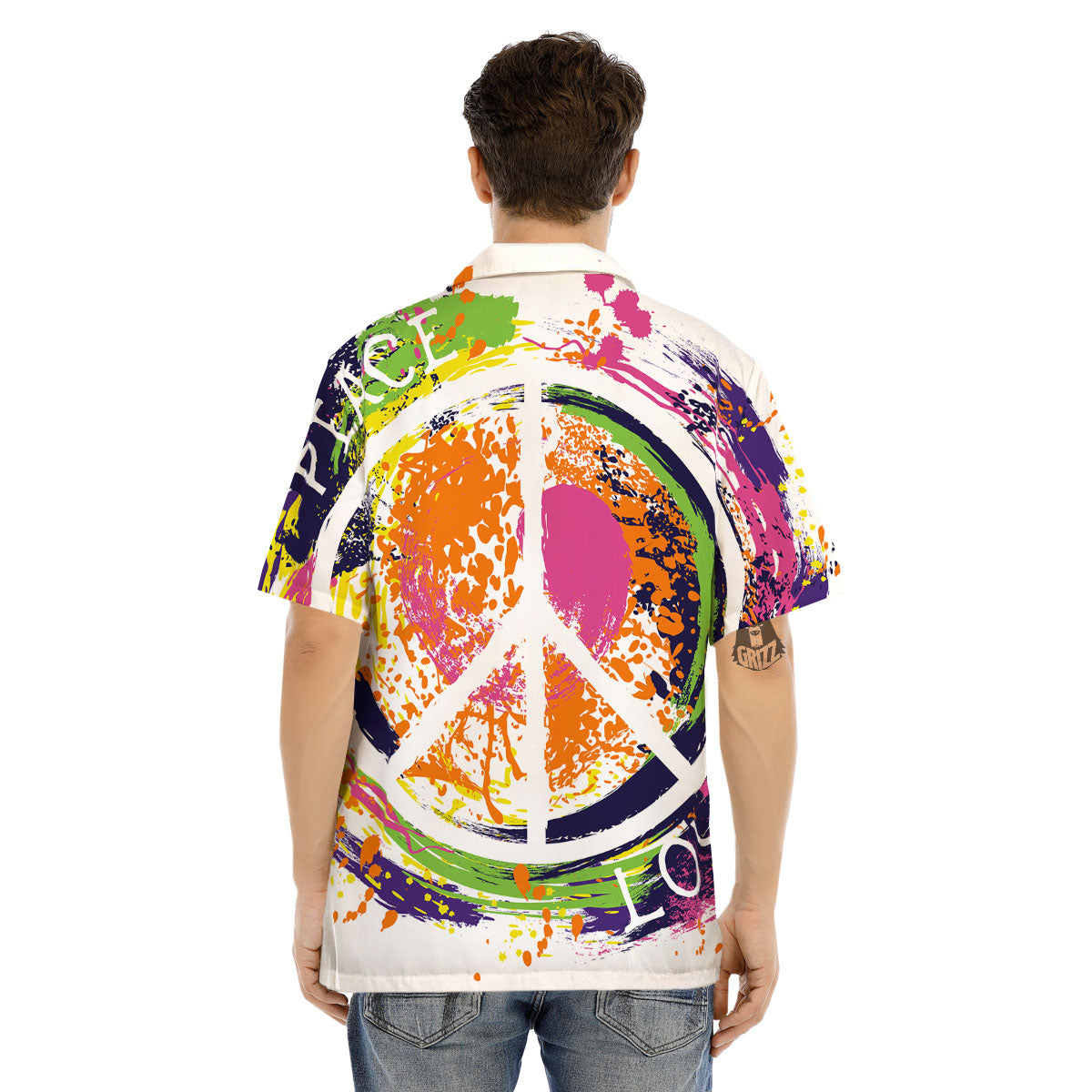 Sign Peace Rasta Print Men's Hawaiian Shirt-grizzshop
