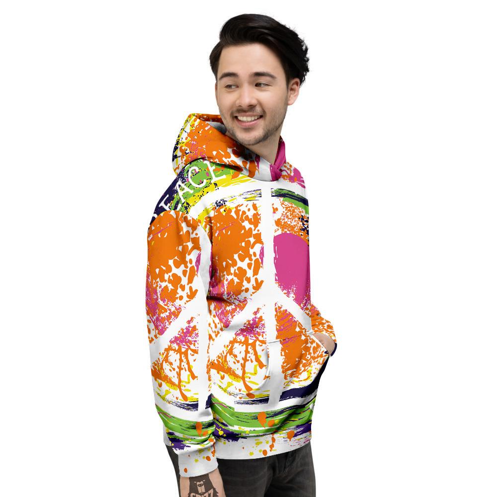 Sign Peace Rasta Print Men's Hoodie-grizzshop