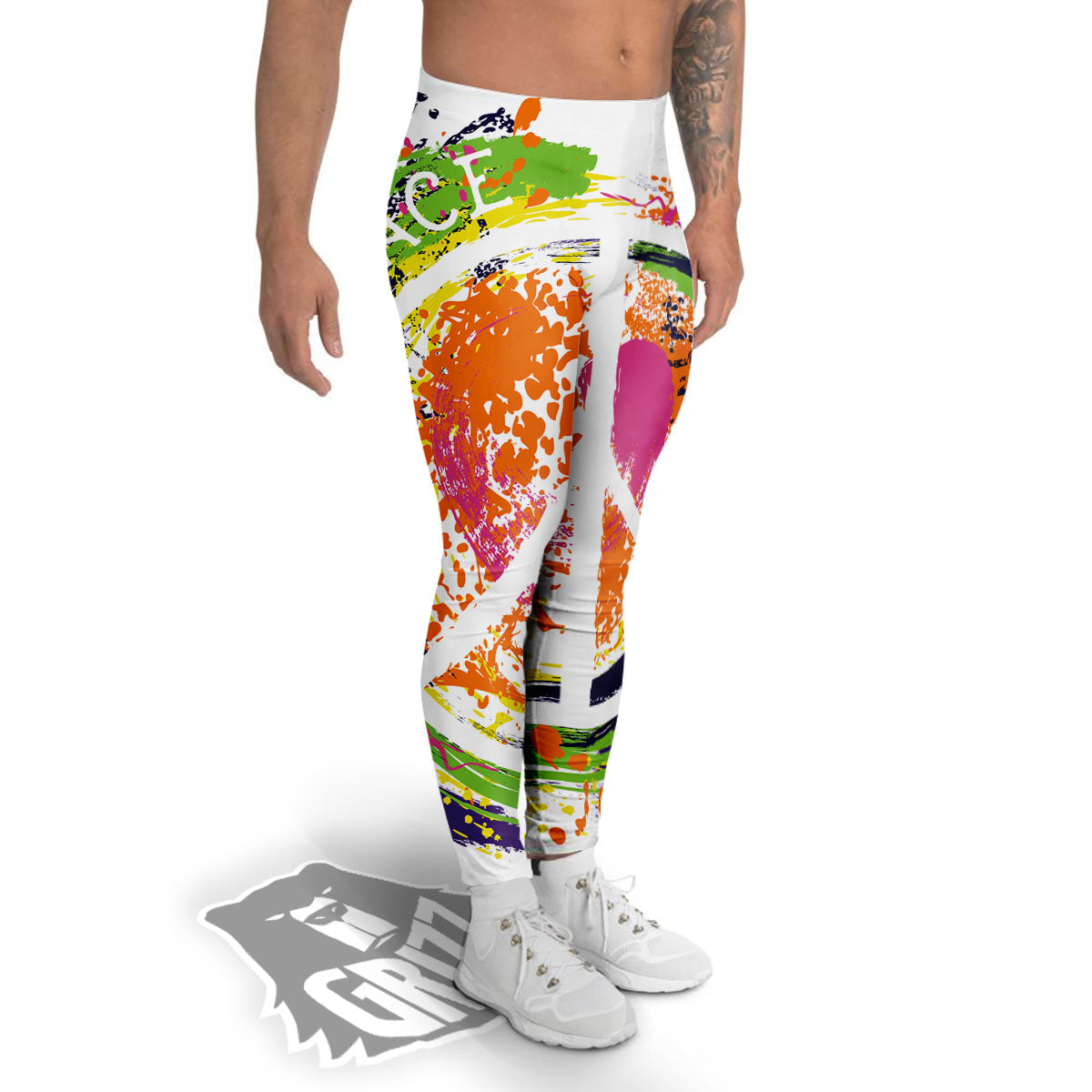 Sign Peace Rasta Print Men's Leggings-grizzshop