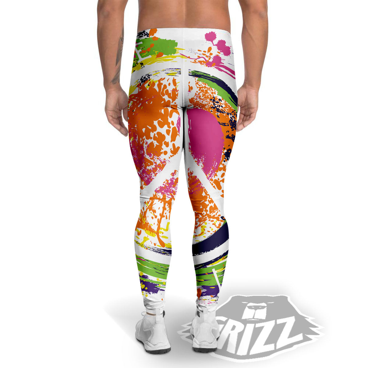 Sign Peace Rasta Print Men's Leggings-grizzshop