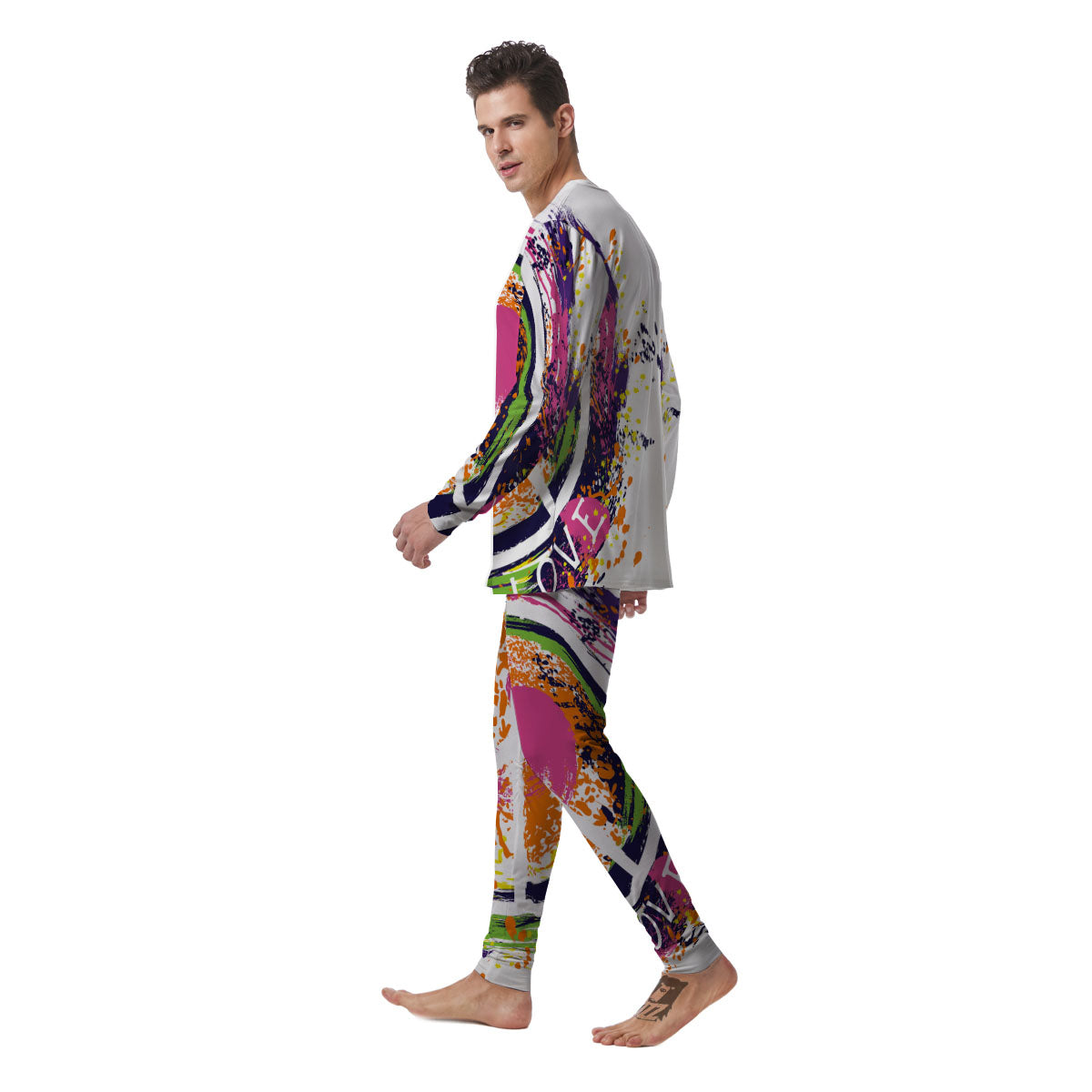 Sign Peace Rasta Print Men's Pajamas-grizzshop