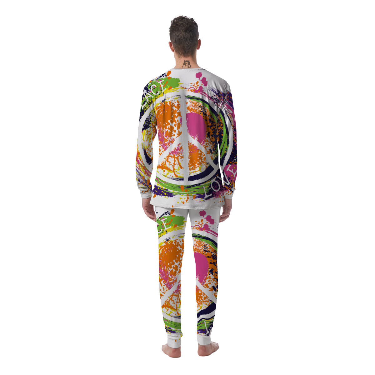 Sign Peace Rasta Print Men's Pajamas-grizzshop