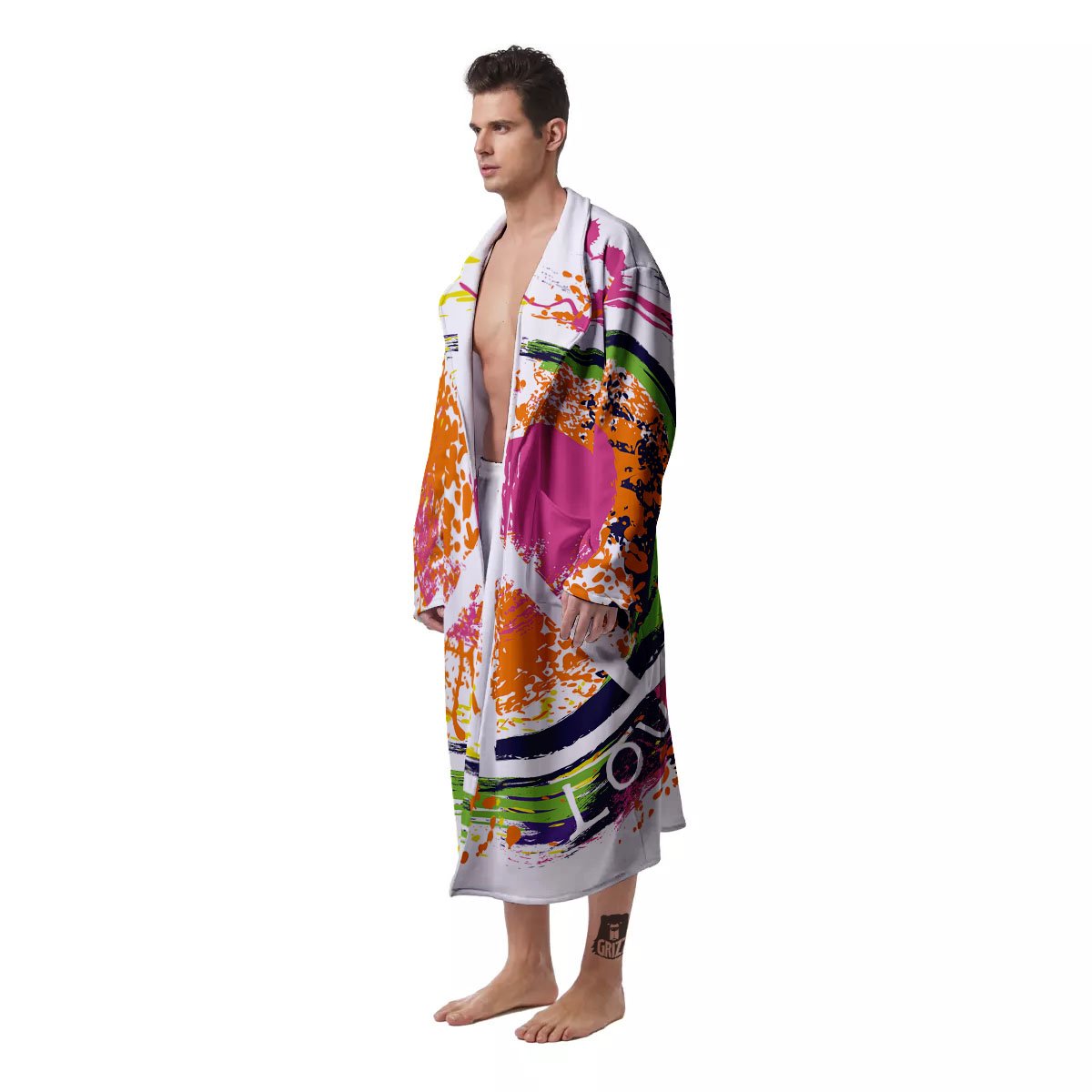 Sign Peace Rasta Print Men's Robe-grizzshop