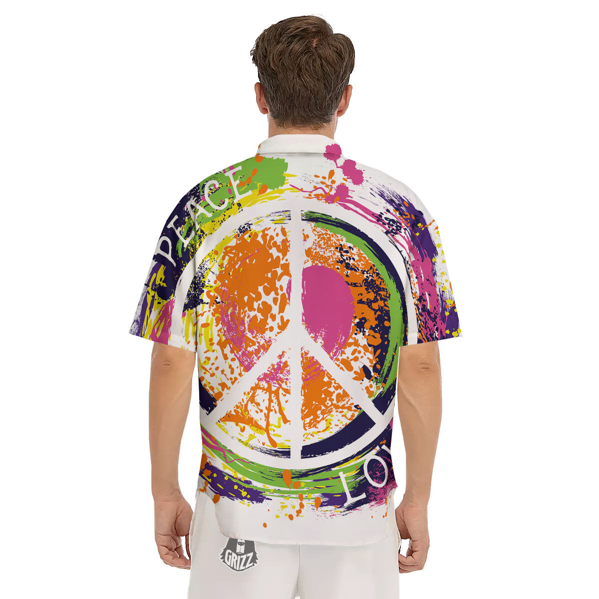 Sign Peace Rasta Print Men's Short Sleeve Shirts-grizzshop