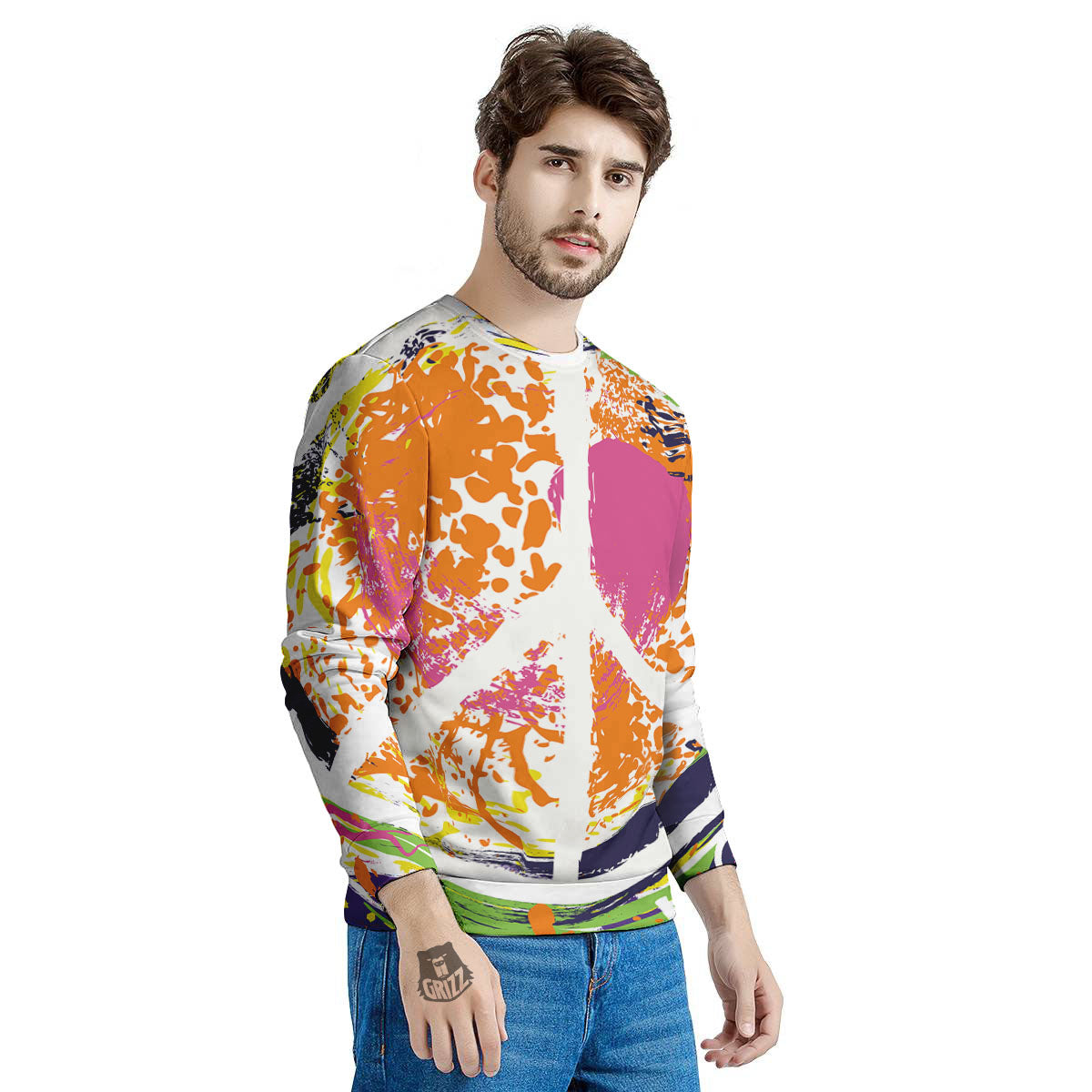 Sign Peace Rasta Print Men's Sweatshirt-grizzshop