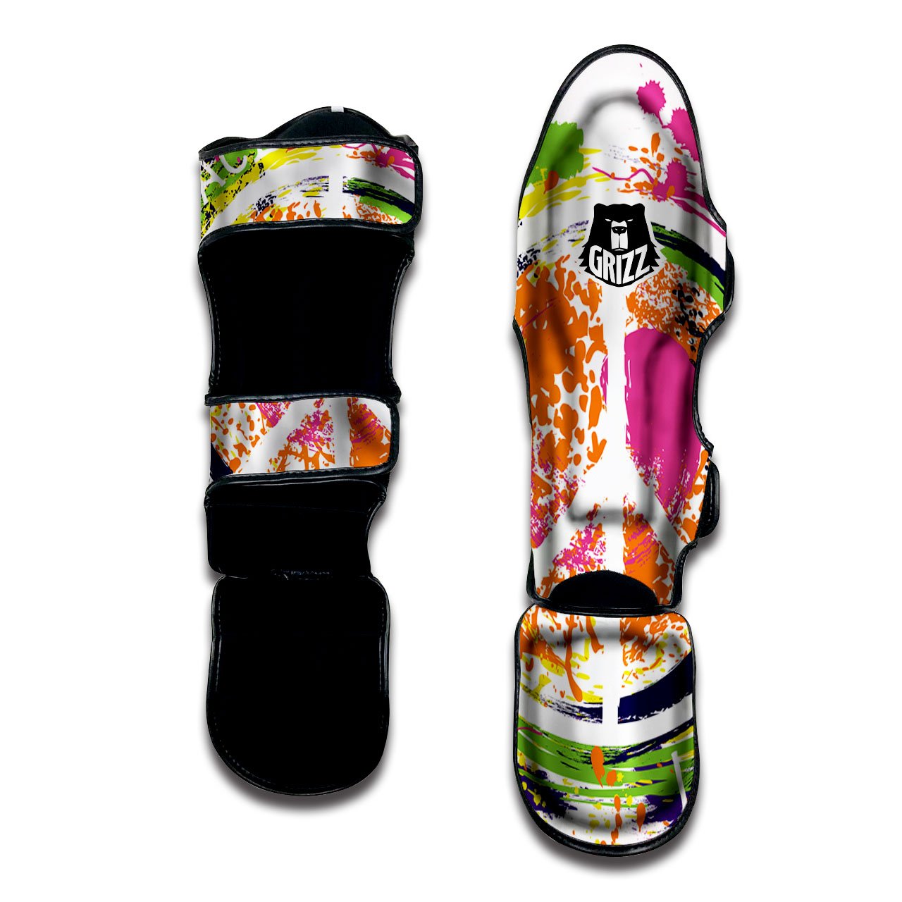 Sign Peace Rasta Print Muay Thai Shin Guards-grizzshop