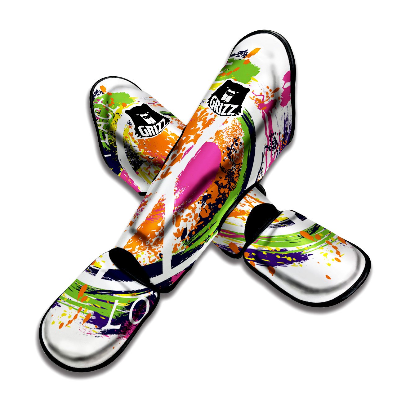 Sign Peace Rasta Print Muay Thai Shin Guards-grizzshop